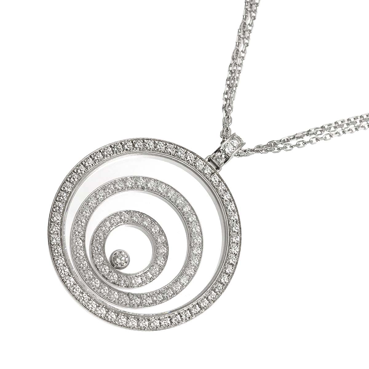 Happy Spirit Diamond Long Necklace 18K White Gold 750