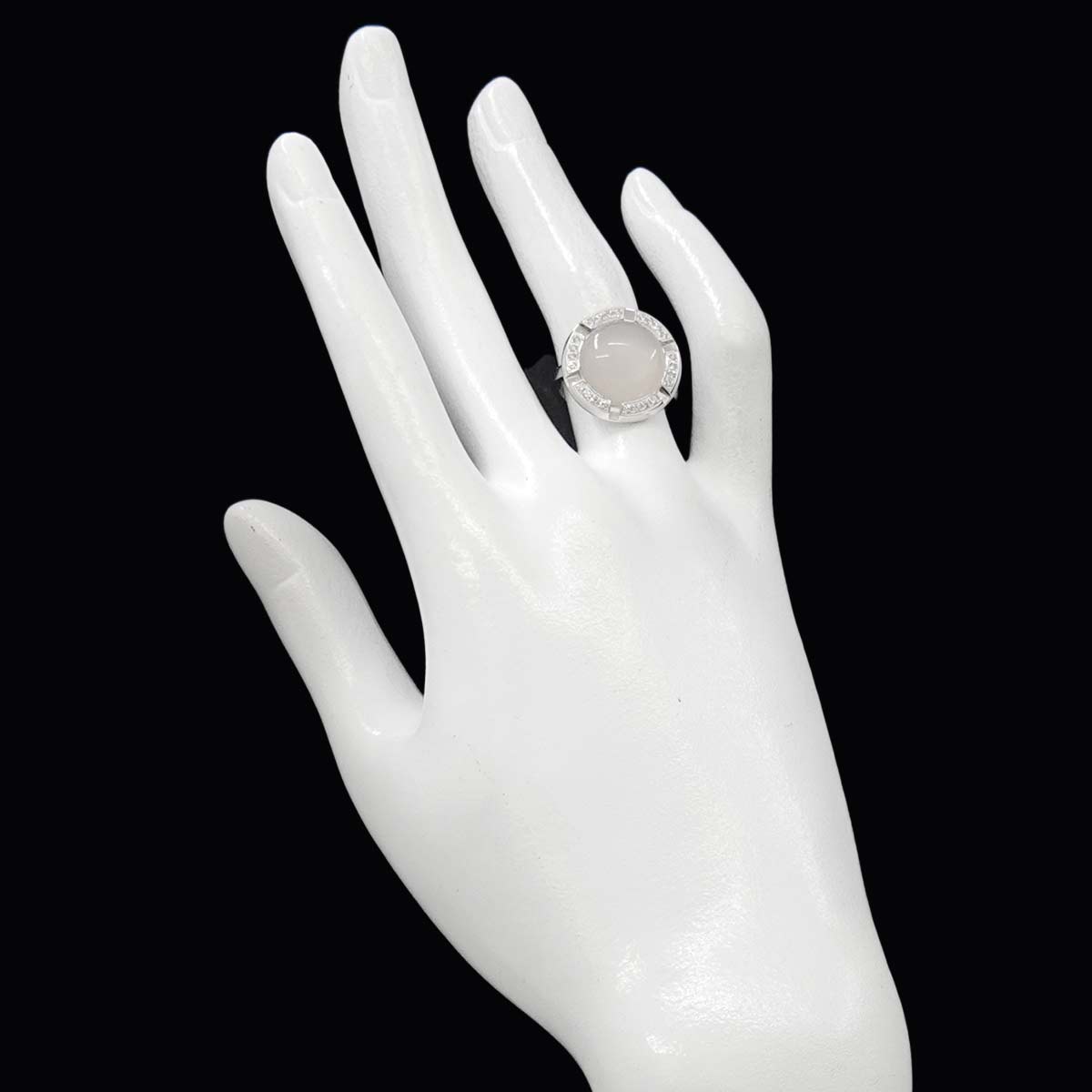 Class One Cruise Moonstone Diamond Ring 18K WG 750 Size52 6(US)
