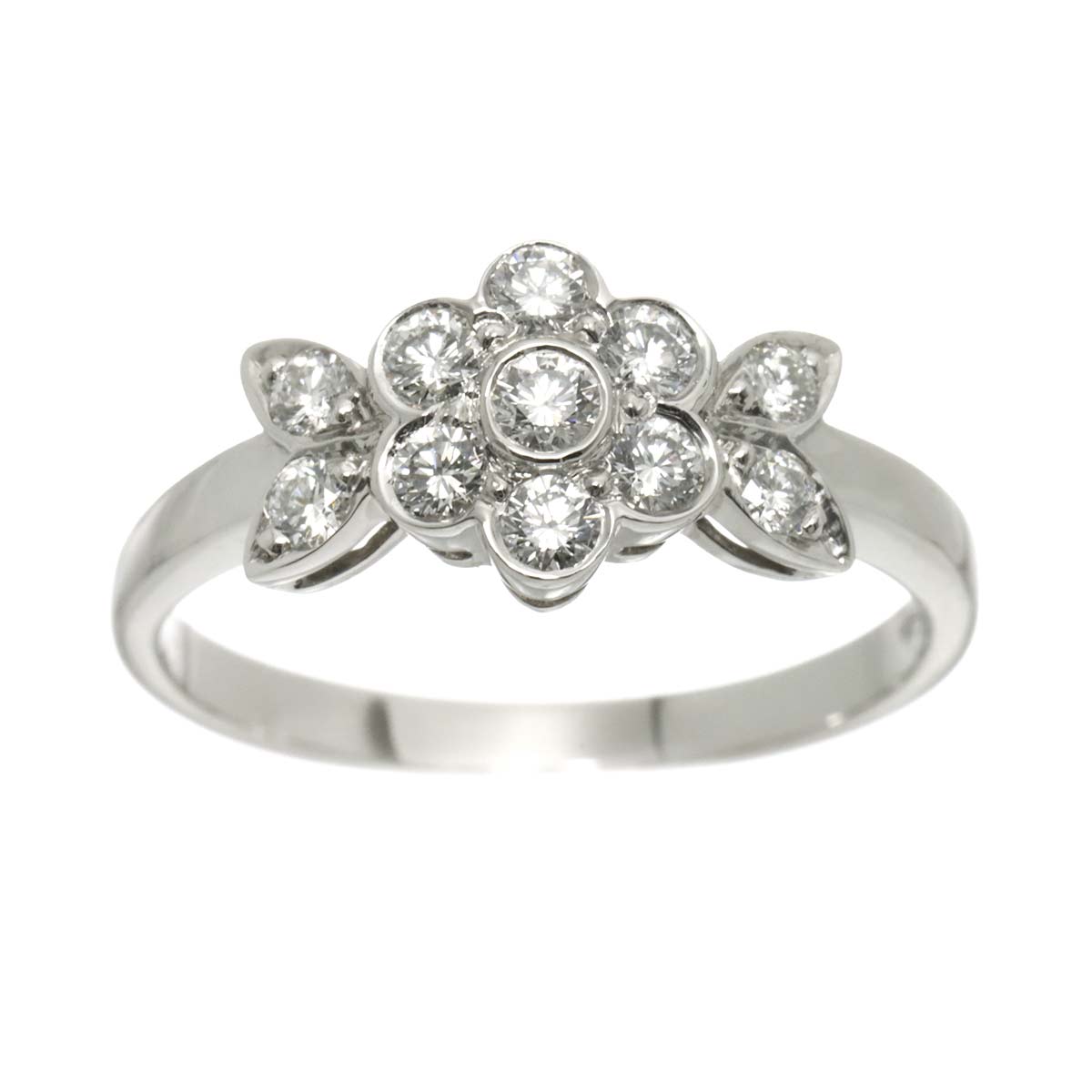 FlowerMotif Diamond Ring Pt Platinum Size5.75-6(US)