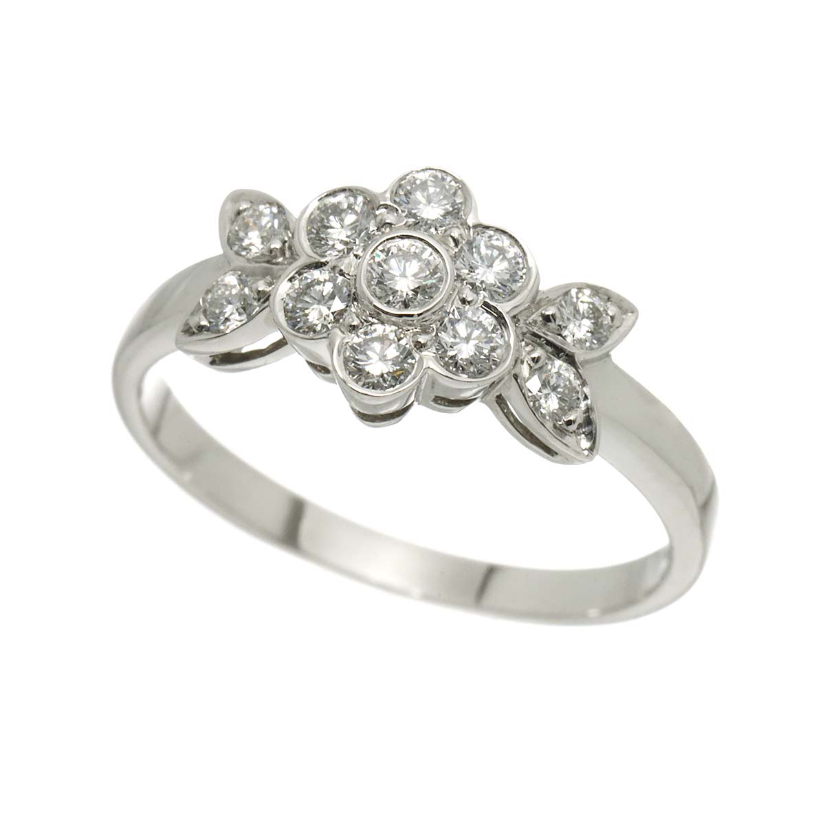 FlowerMotif Diamond Ring Pt Platinum Size5.75-6(US)