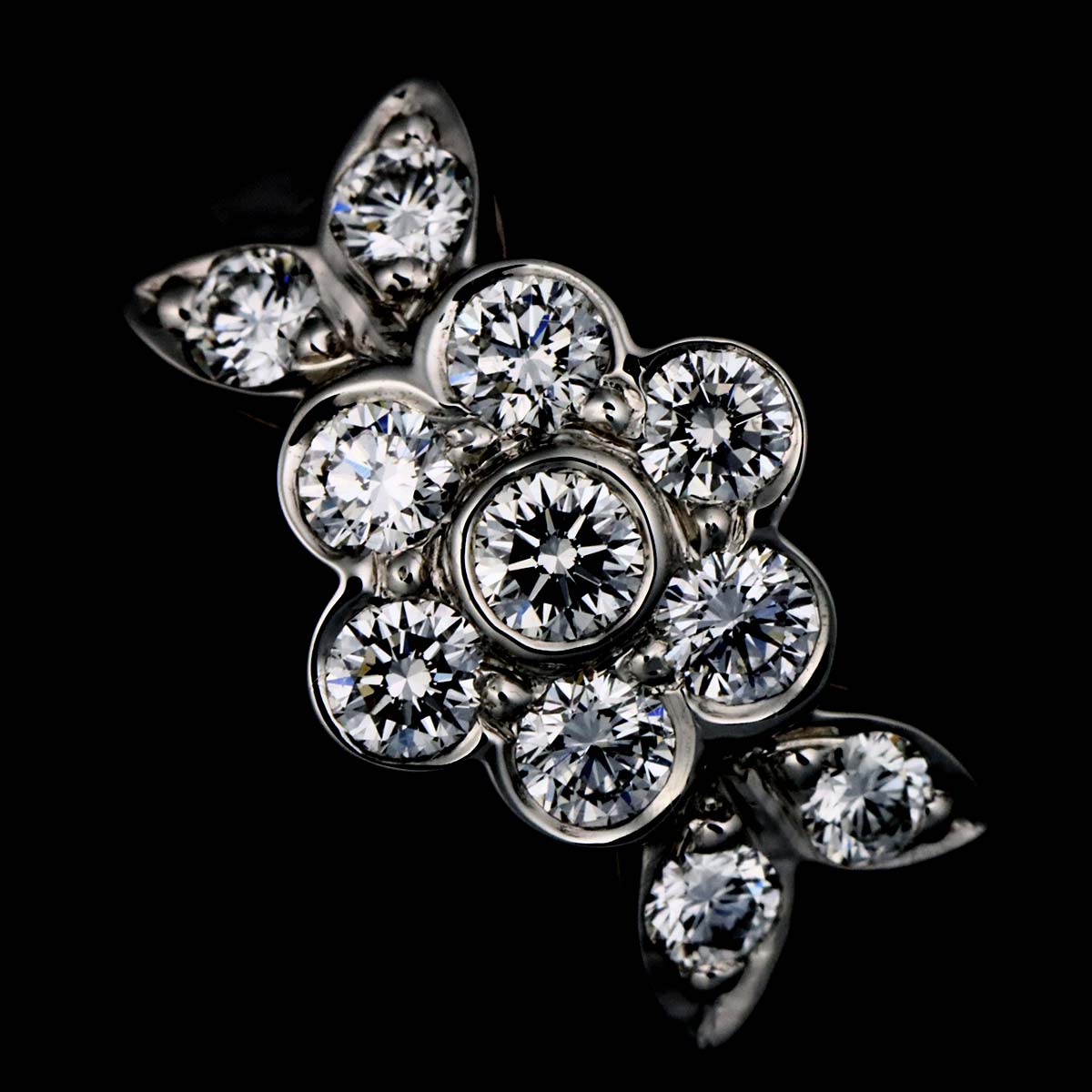 FlowerMotif Diamond Ring Pt Platinum Size5.75-6(US)