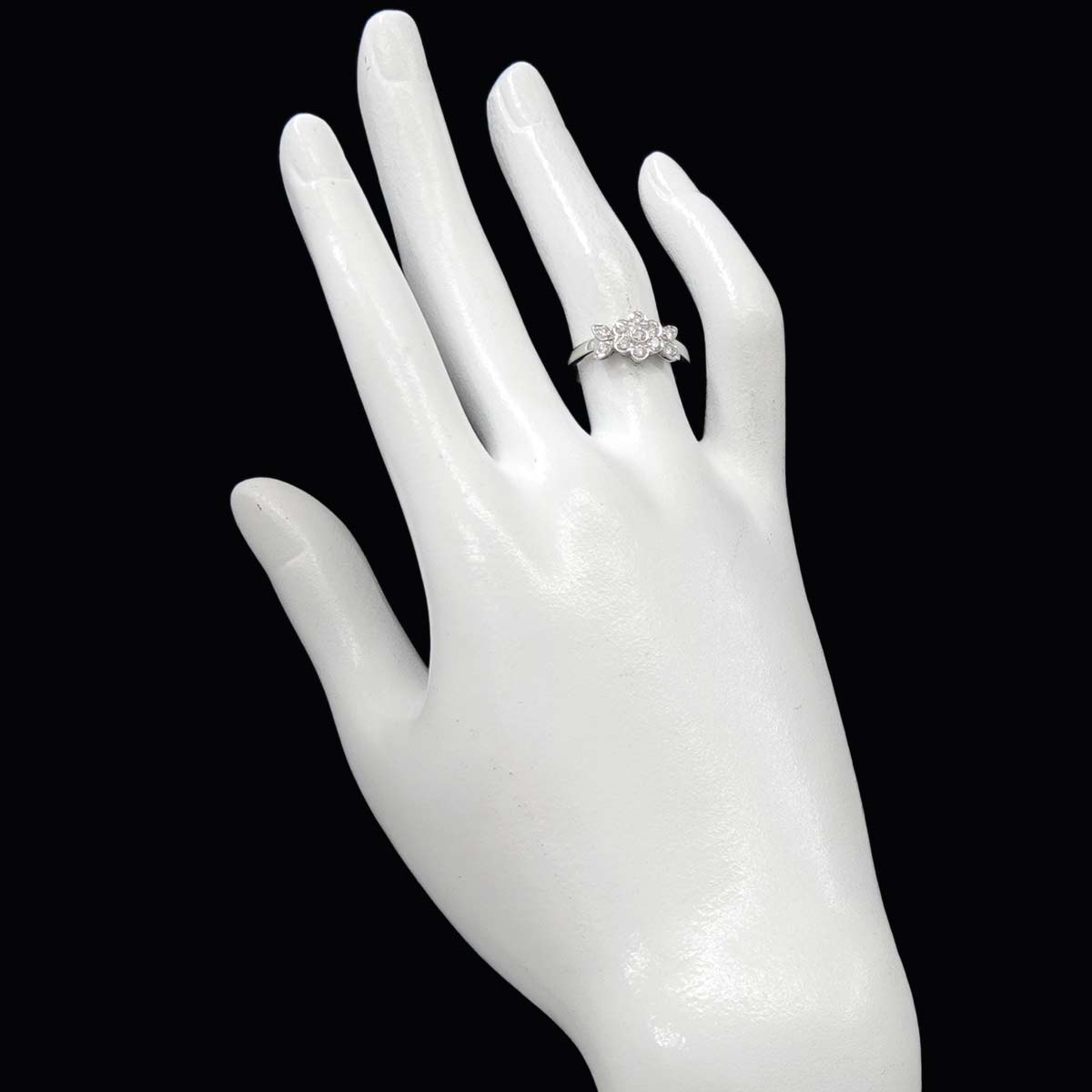 FlowerMotif Diamond Ring Pt Platinum Size5.75-6(US)