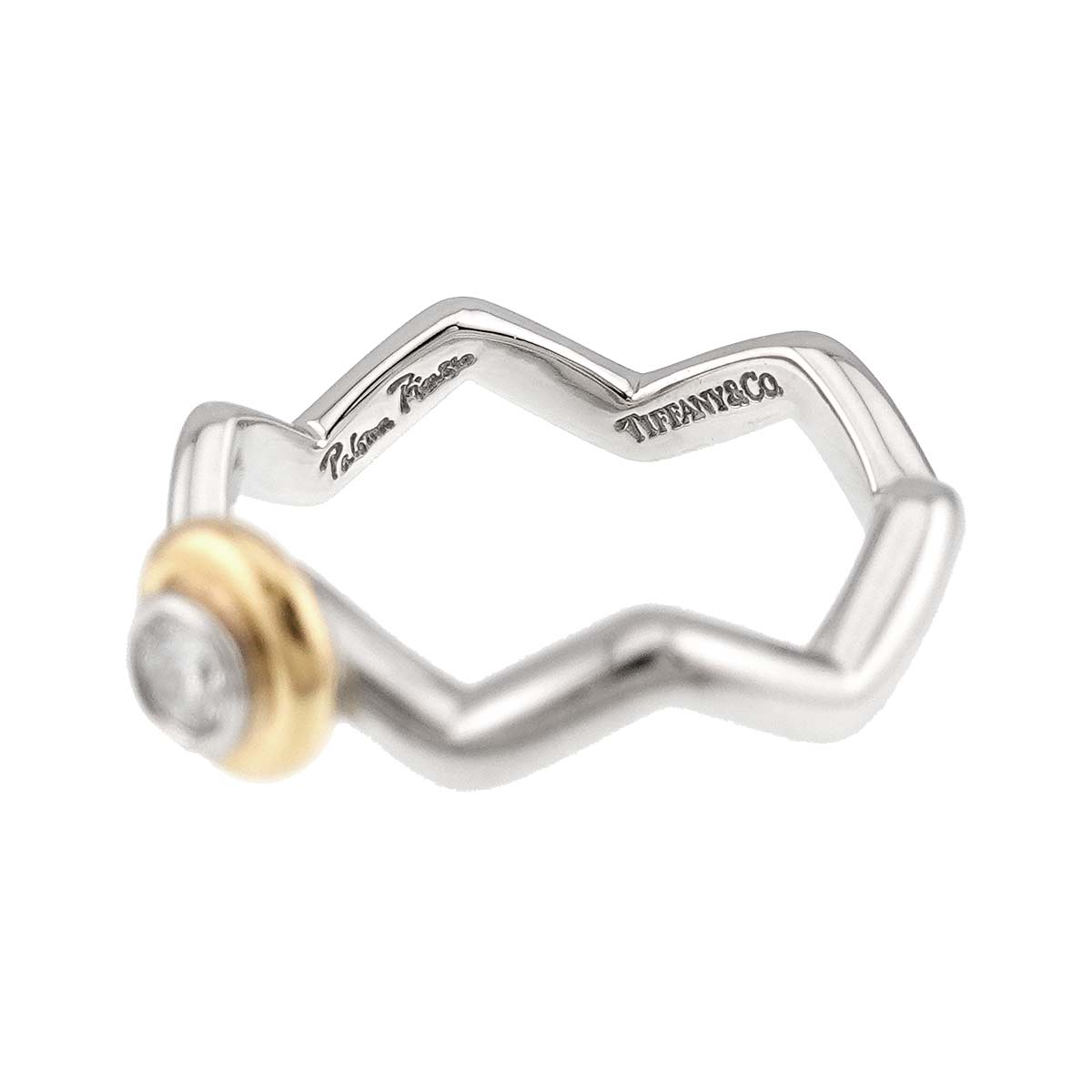 Zigzag Diamond Ring 18K YG Yellow Gold 750 Pt Size4.5(US)