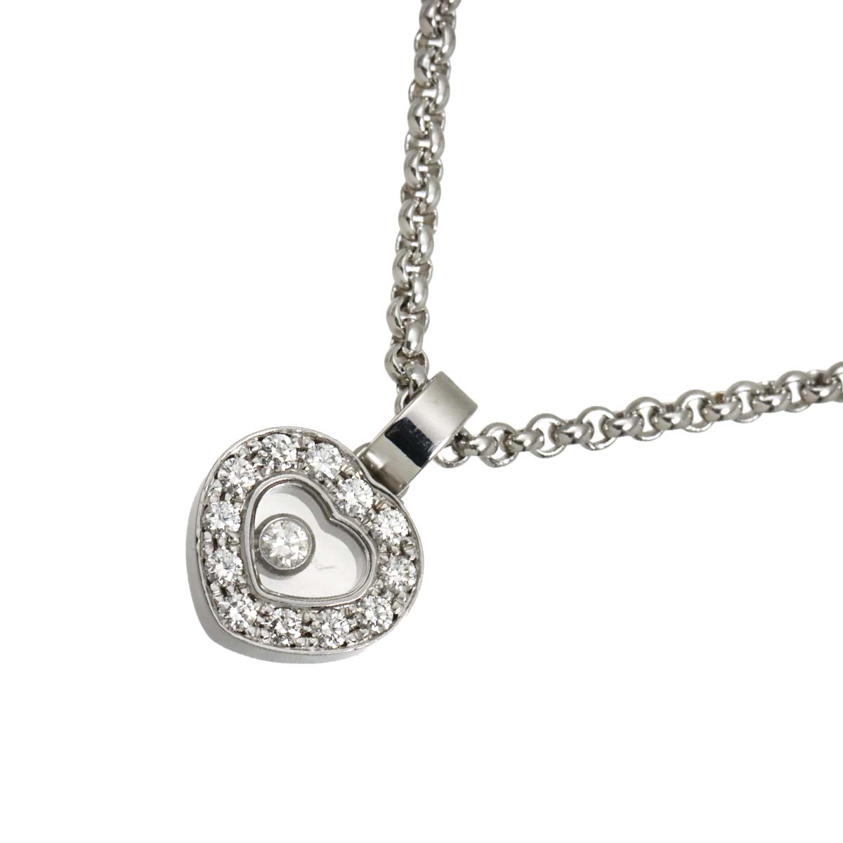 Happy Diamond Heart Necklace 18K White Gold 750