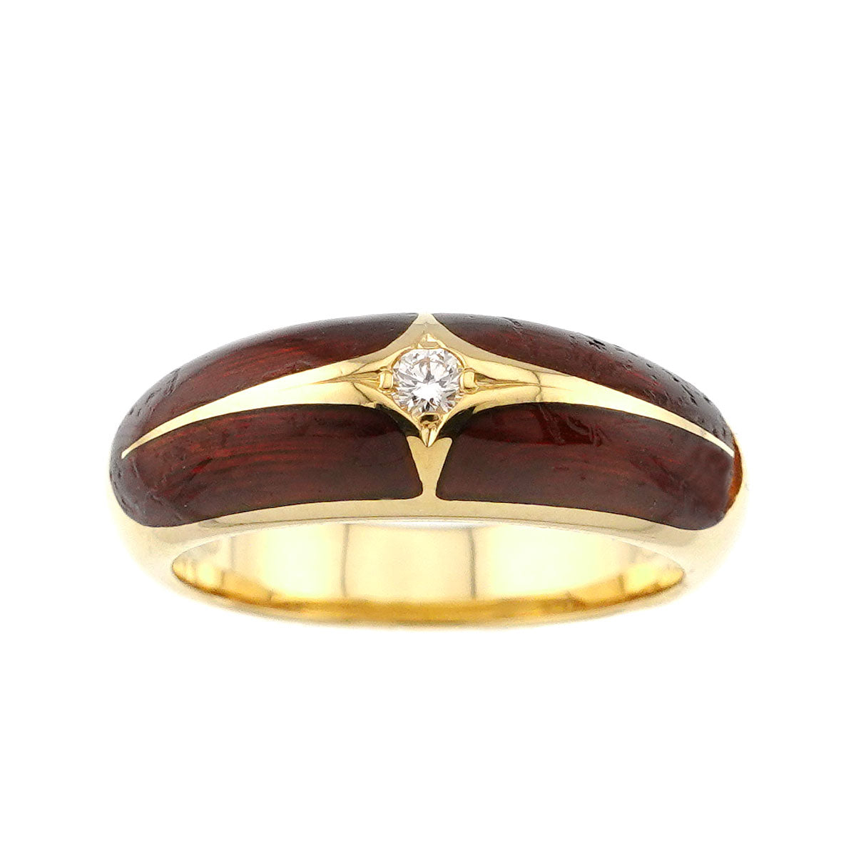 Enamel Diamond 0.05ct Ring 18K YG 750 Size7.5(US)