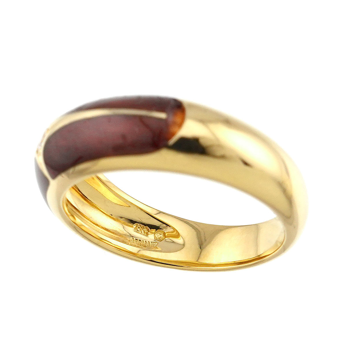 Enamel Diamond 0.05ct Ring 18K YG 750 Size7.5(US)