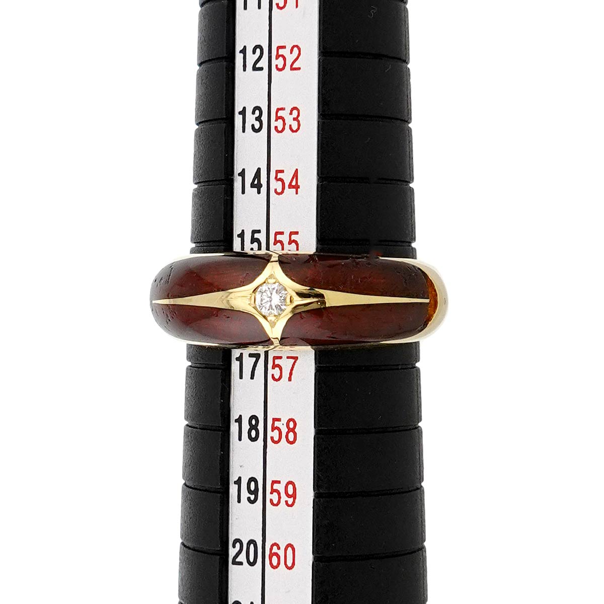 Enamel Diamond 0.05ct Ring 18K YG 750 Size7.5(US)