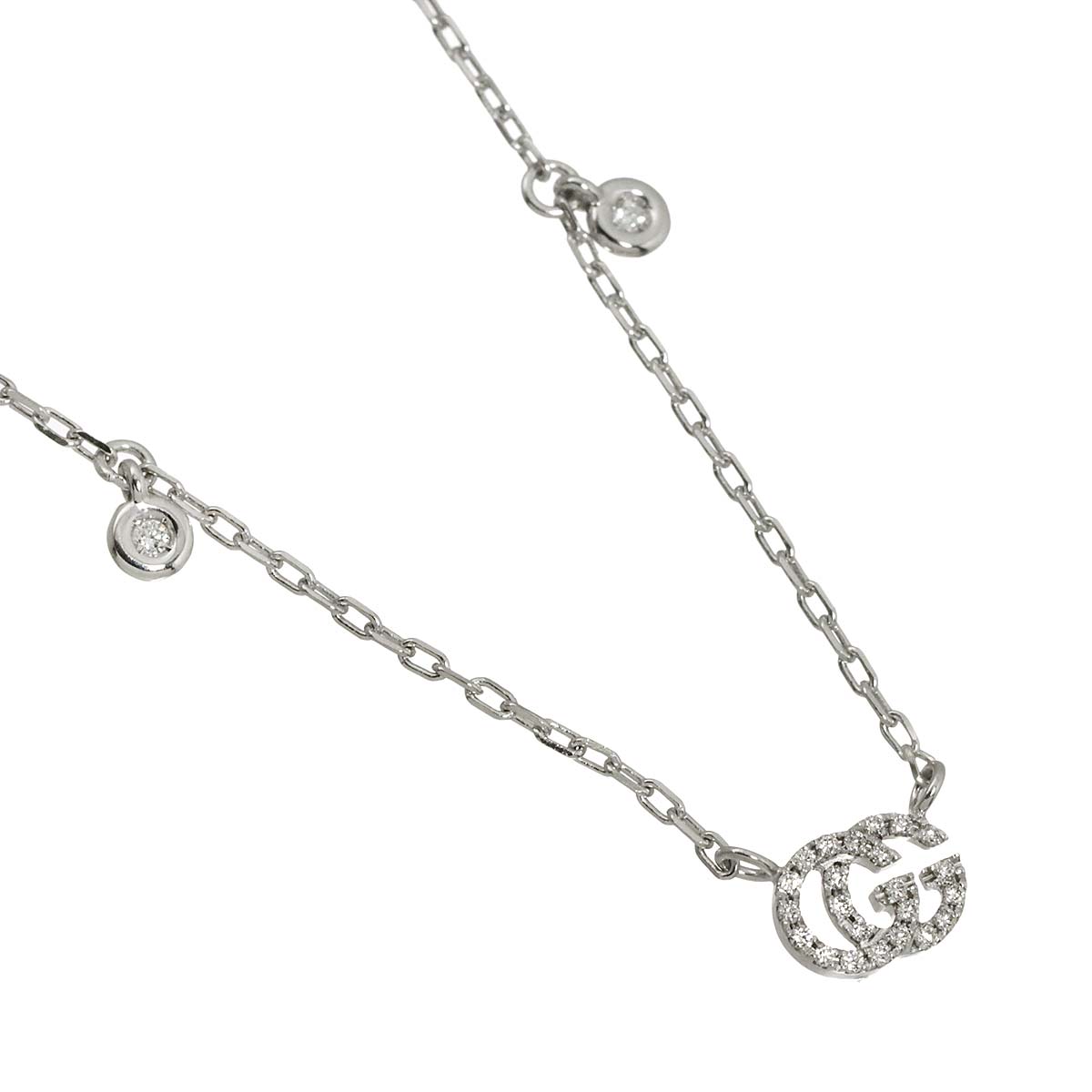 GG running Diamoind Necklace 18K White Gold 750