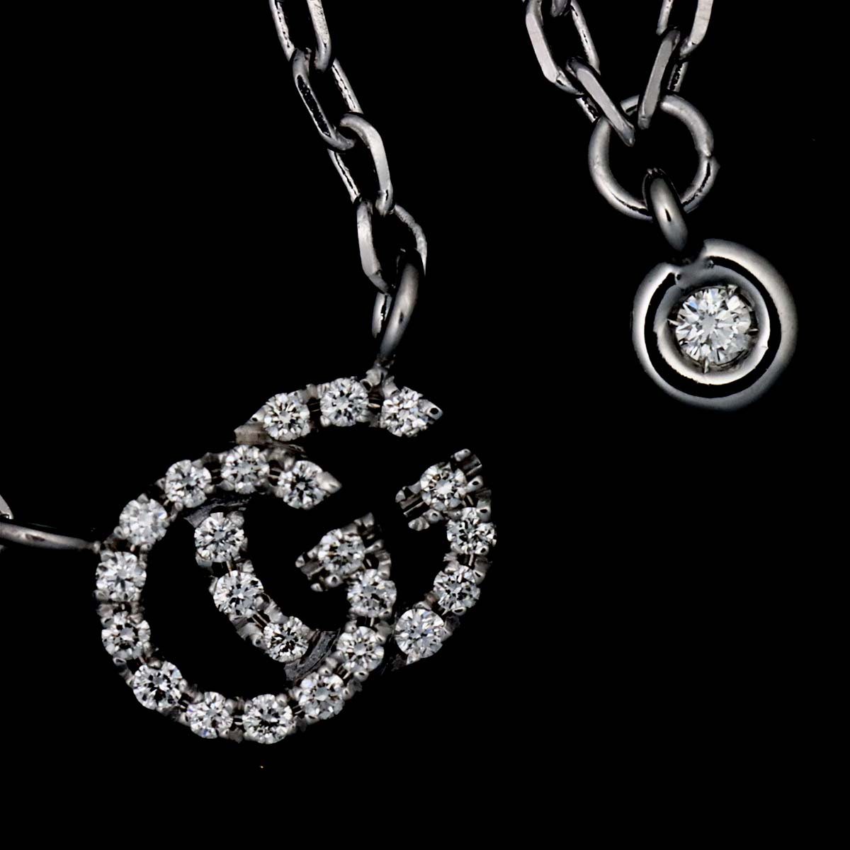 GG running Diamoind Necklace 18K White Gold 750