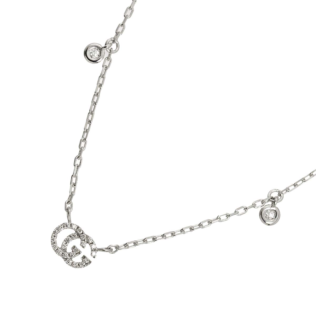 GG running Diamoind Necklace 18K White Gold 750