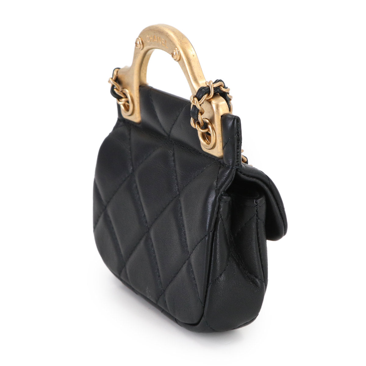 Matelasse Mini Chain Shoulder Bag Leather Black AP2271