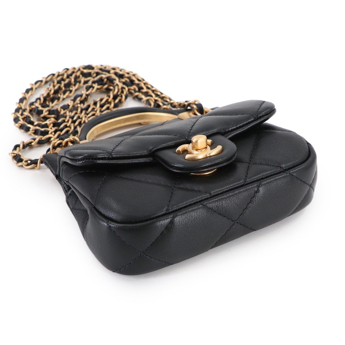 Matelasse Mini Chain Shoulder Bag Leather Black AP2271
