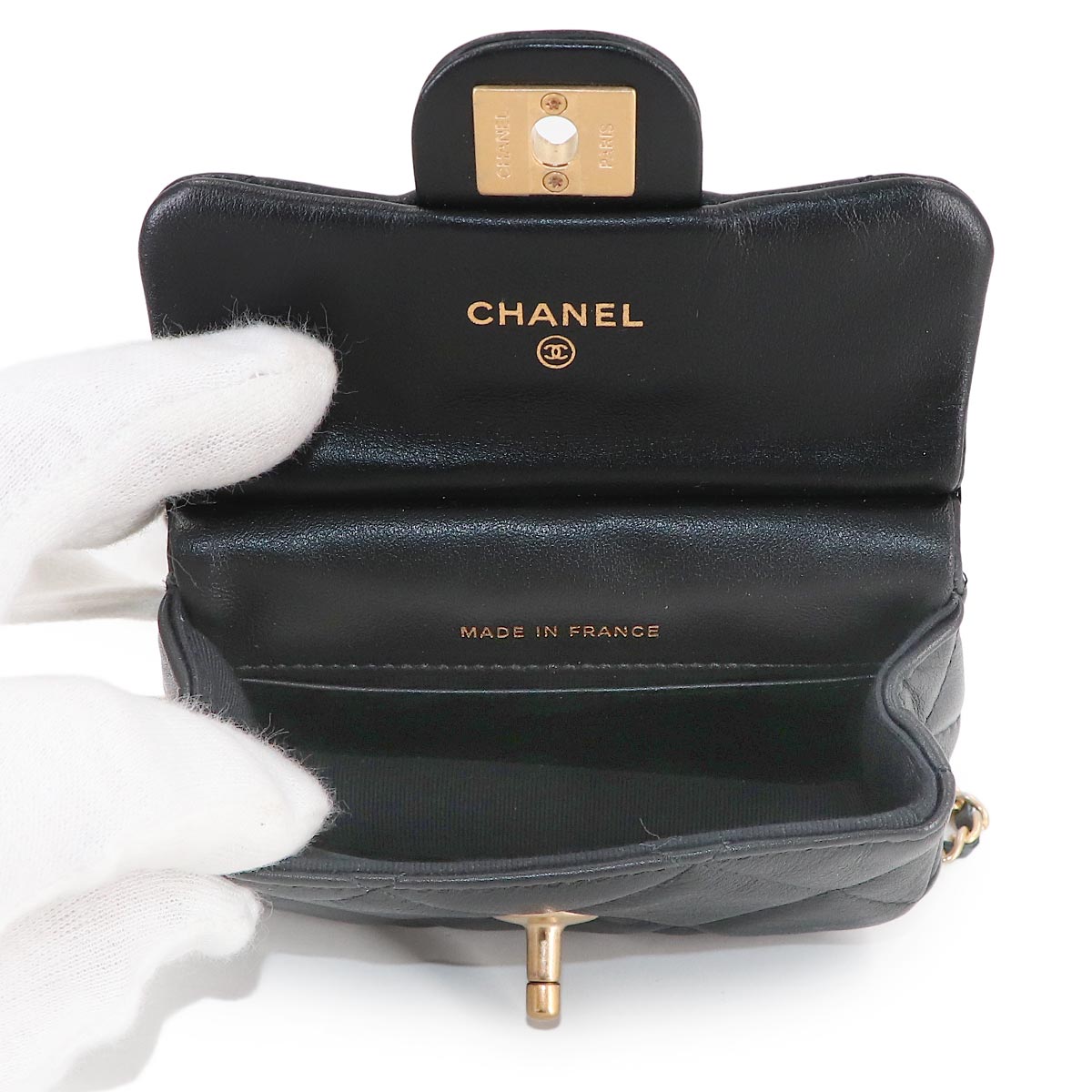 Matelasse Mini Chain Shoulder Bag Leather Black AP2271