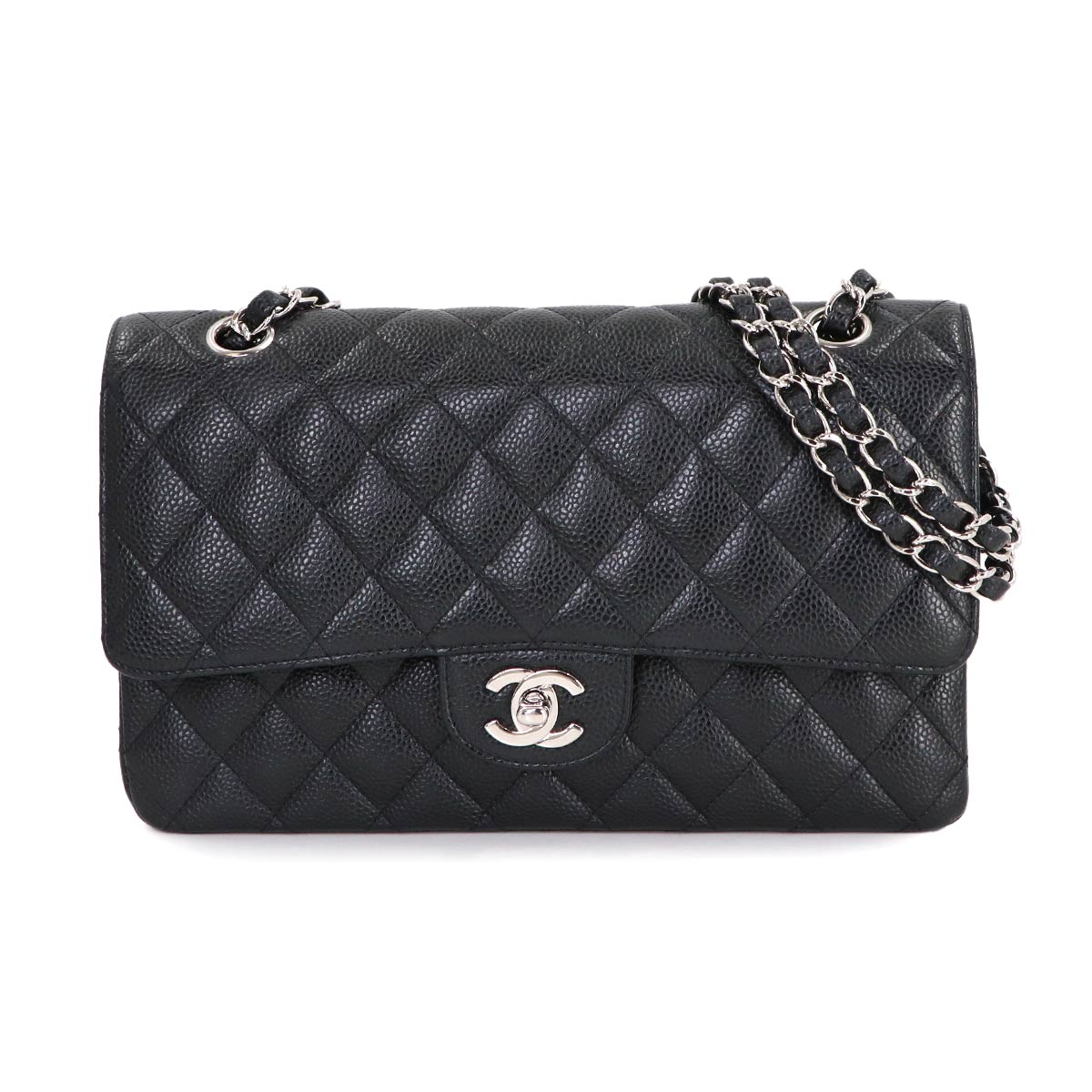 Matelasse 25 Chain Shoulder Bag Leather Black A01112