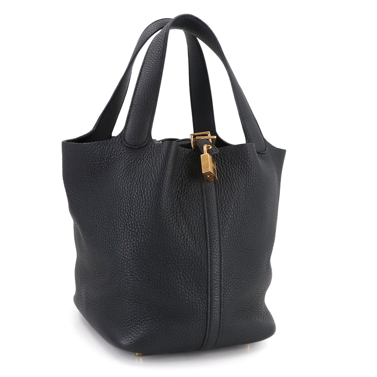 Picotin Lock MM Hand Bag Taurillon Clemence Black Purse
