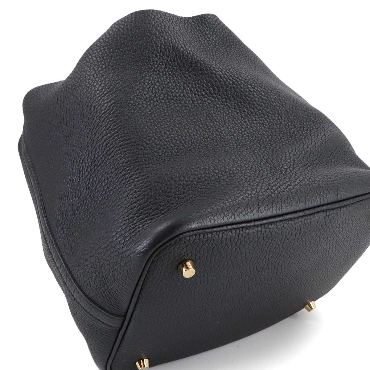 Picotin Lock MM Hand Bag Taurillon Clemence Black Purse