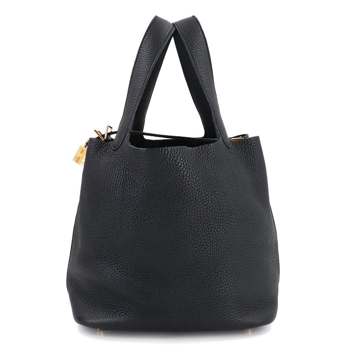 Picotin Lock MM Hand Bag Taurillon Clemence Black Purse