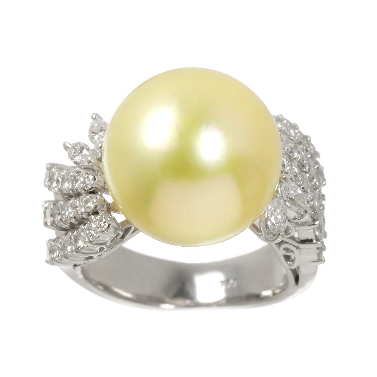 South Sea pearl 13.5mm Diamond Ring 18K K18 WG size5-5.25(US)