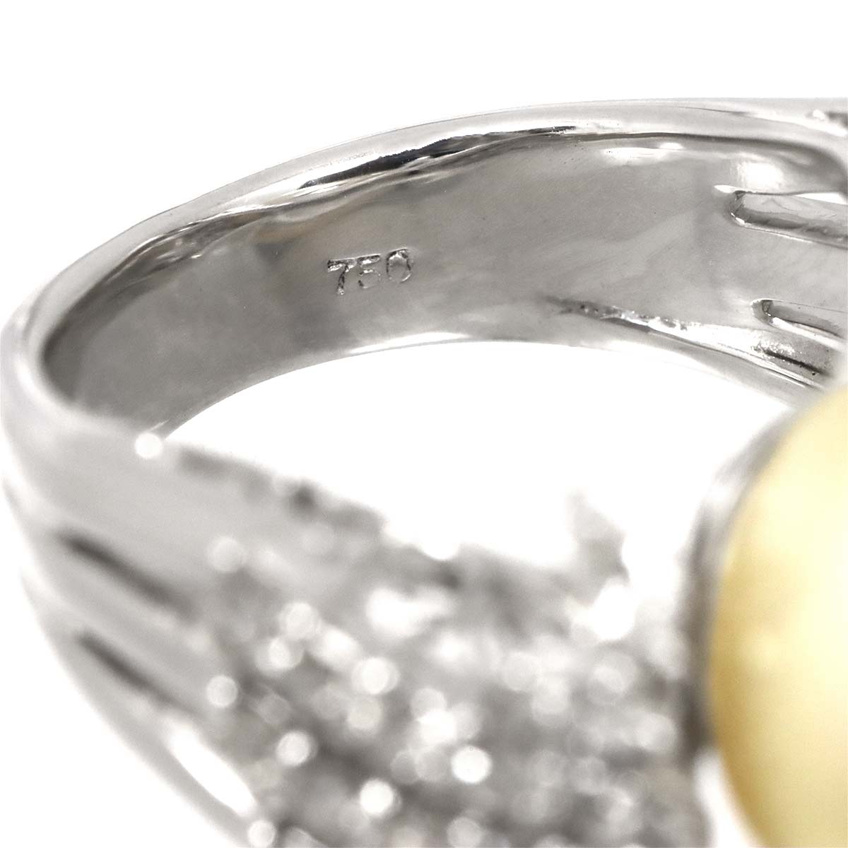 South Sea pearl 13.5mm Diamond Ring 18K K18 WG size5-5.25(US)