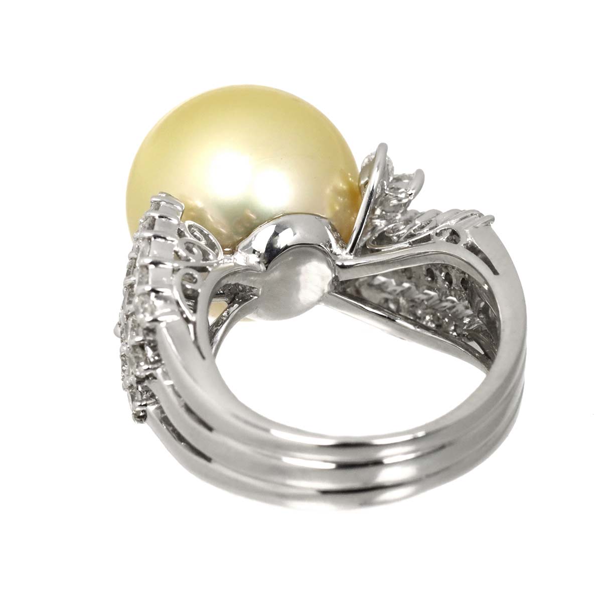 South Sea pearl 13.5mm Diamond Ring 18K K18 WG size5-5.25(US)