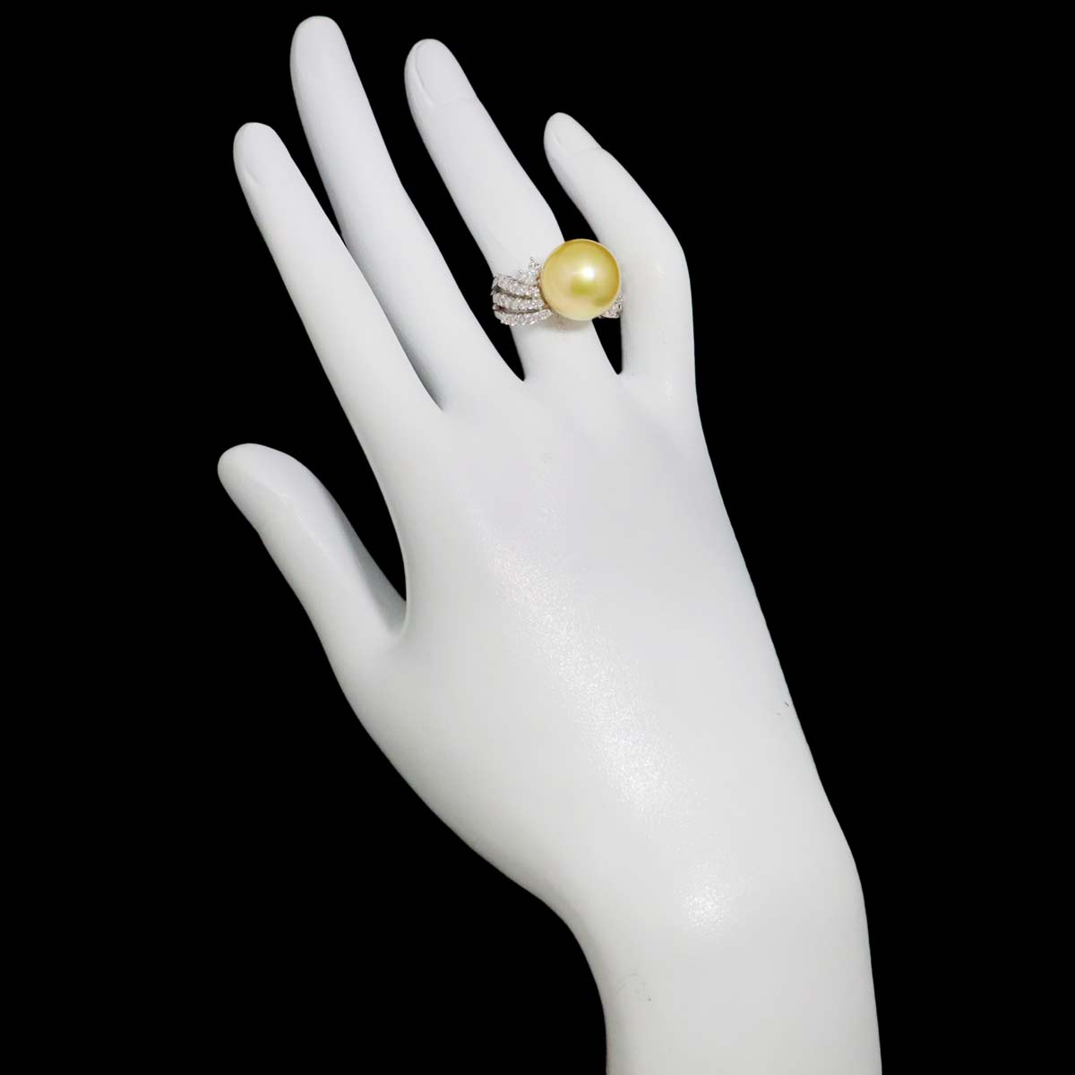 South Sea pearl 13.5mm Diamond Ring 18K K18 WG size5-5.25(US)