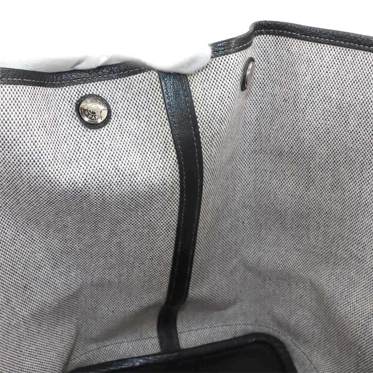 Garden Party PM Tote Bag Toile H Buffle Skipper Black Gray