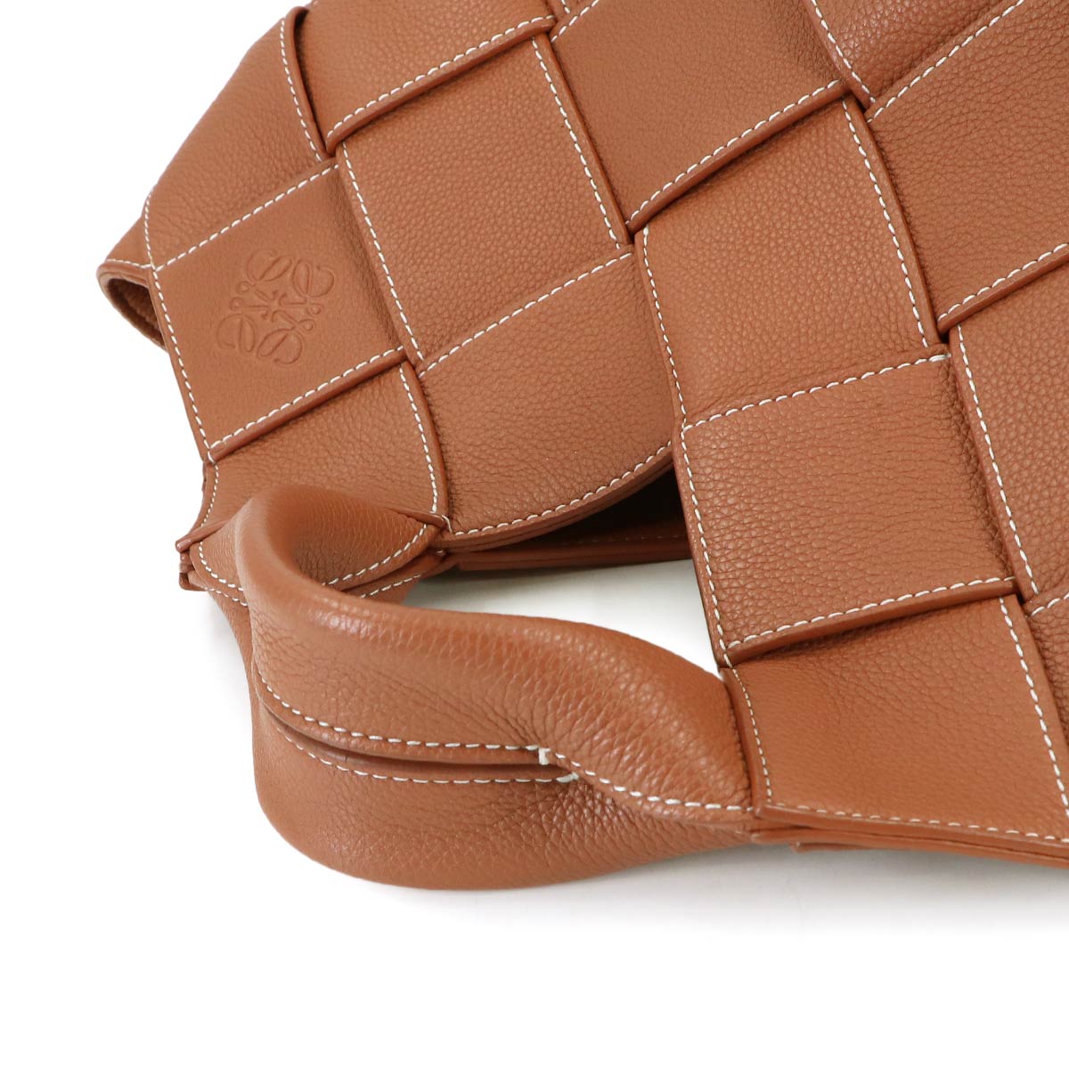 Woven Basket Hand Shoulder Bag Leather Brown Purse Anagram