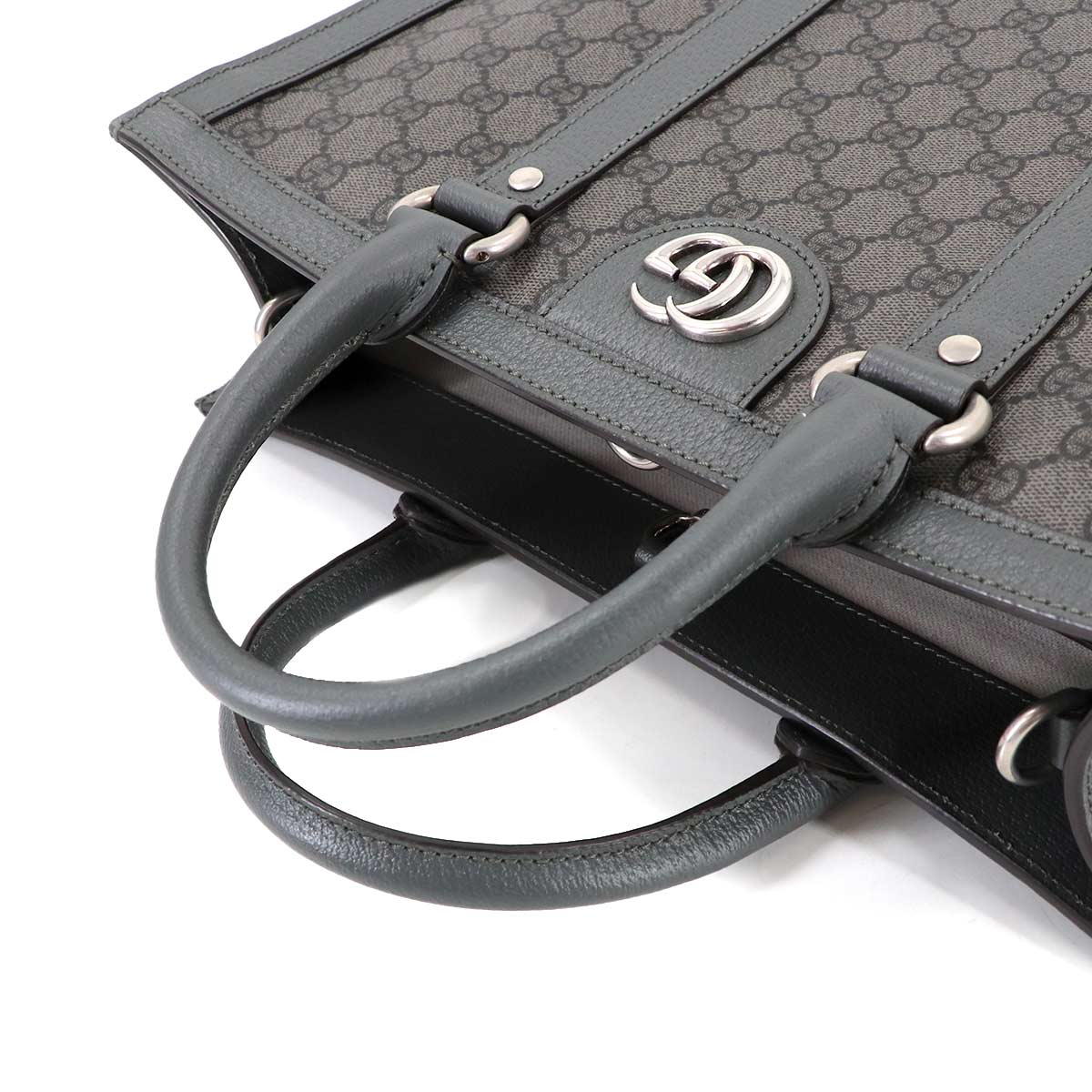 Ophidia Medium Tote Shoulder Bag GG Supreme Leather Gray 731793