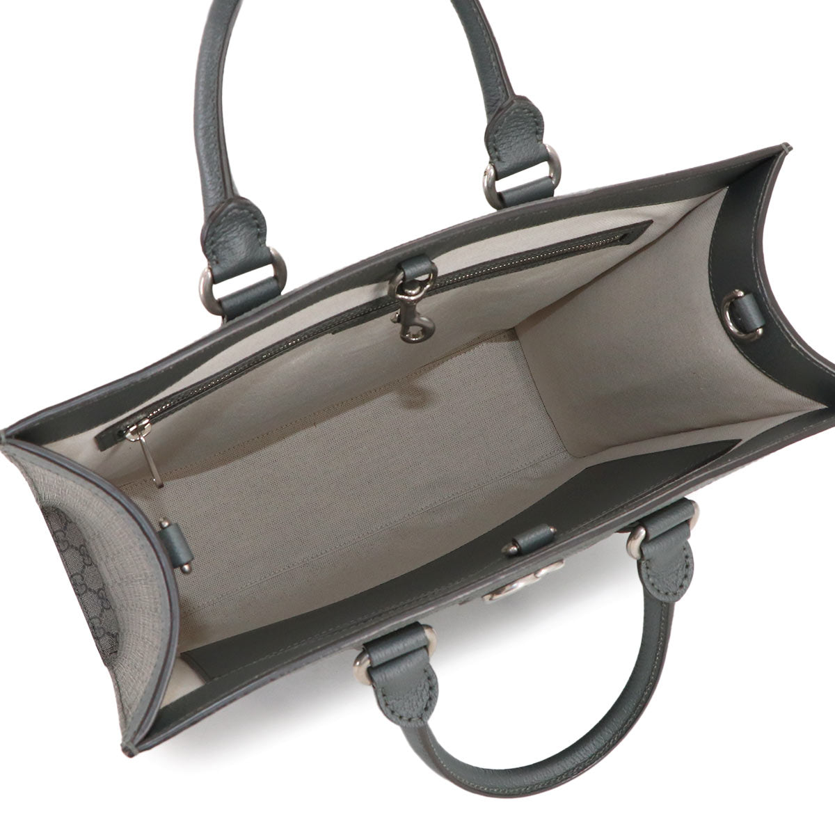 Ophidia Medium Tote Shoulder Bag GG Supreme Leather Gray 731793