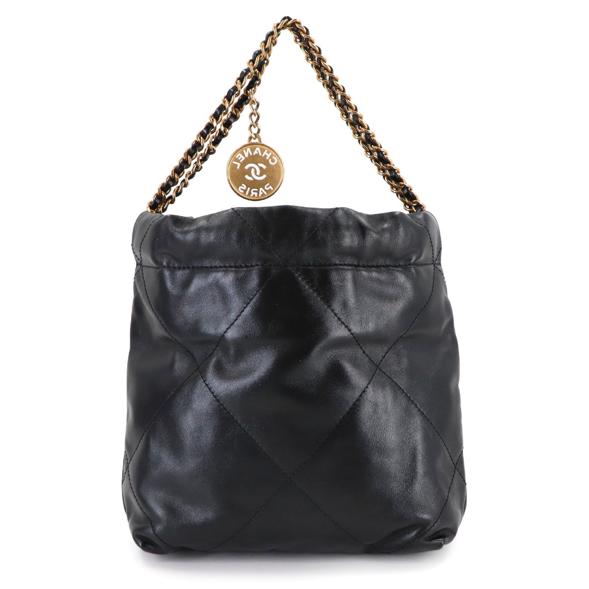 22 Mini Chain Hand Shoulder Bag Leather Black AS3980 Purse