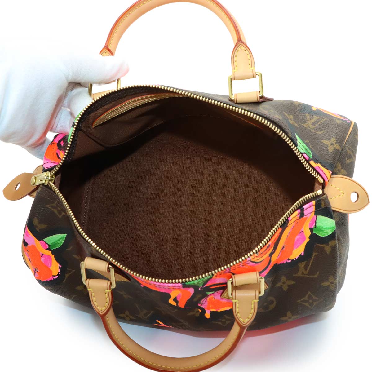 Monogram Rose Speedy 30 Hand Bag Brown Pink M48610