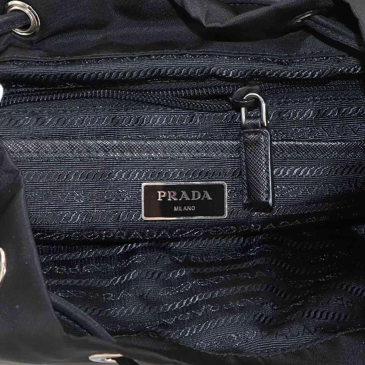 Backpack Nylon Saffiano Leather Nero Black 1BZ811 Purse