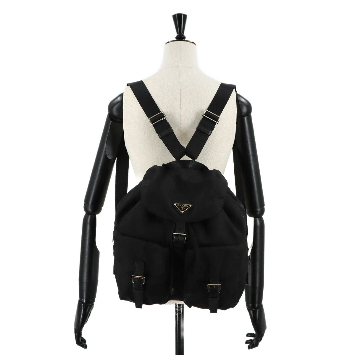 Backpack Nylon Saffiano Leather Nero Black 1BZ811 Purse