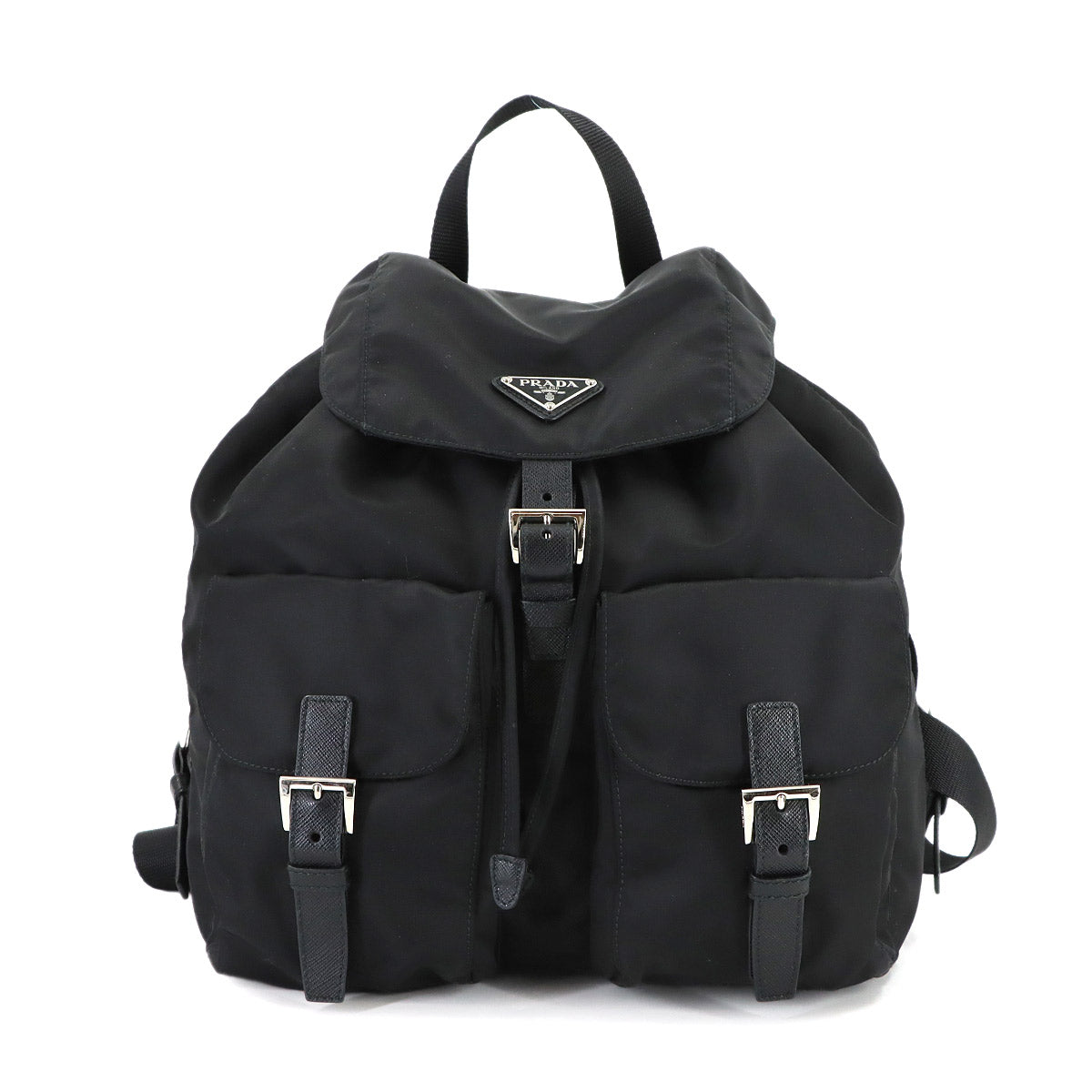 Backpack Nylon Saffiano Leather Nero Black 1BZ811 Purse
