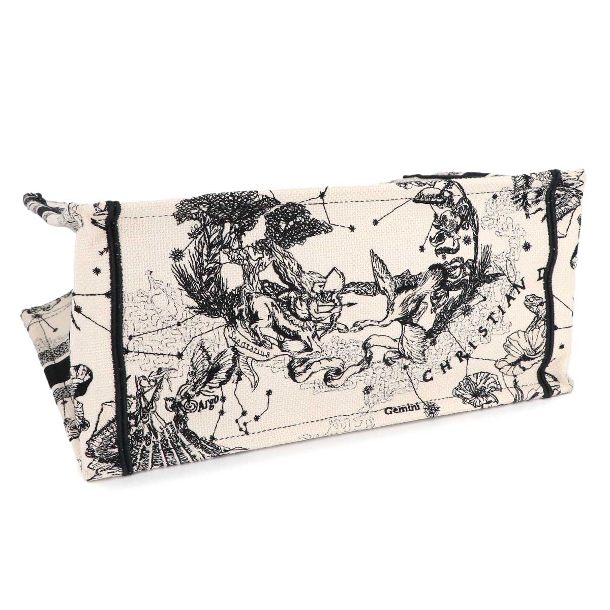 Zodiac Book Tote Bag Medium Canvas White Black M1296ZRHZ