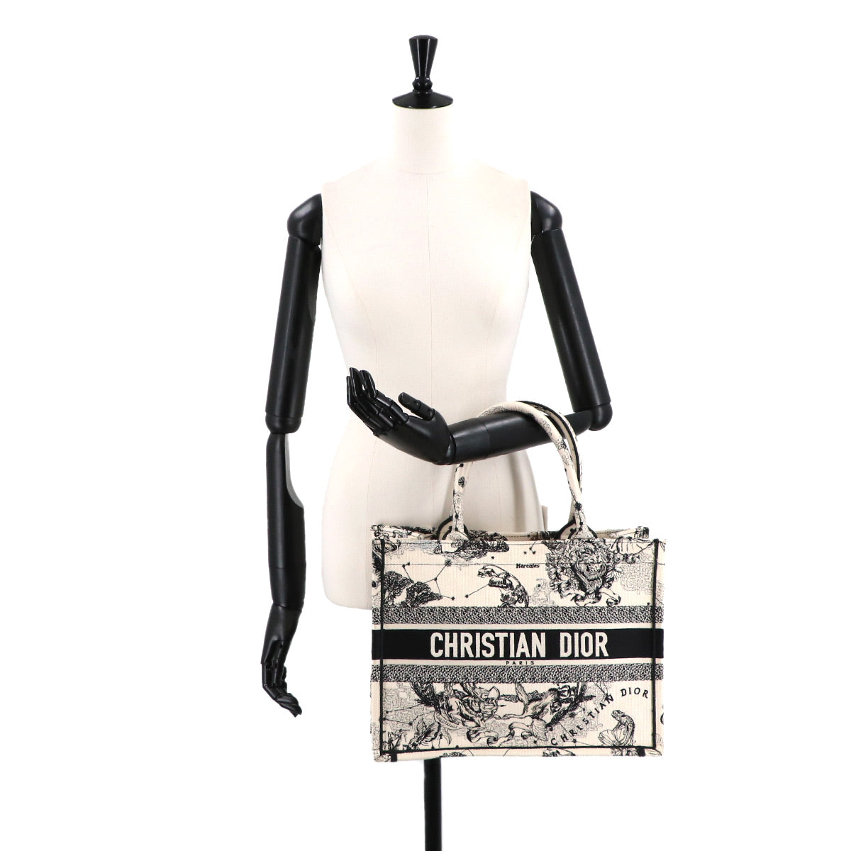 Zodiac Book Tote Bag Medium Canvas White Black M1296ZRHZ