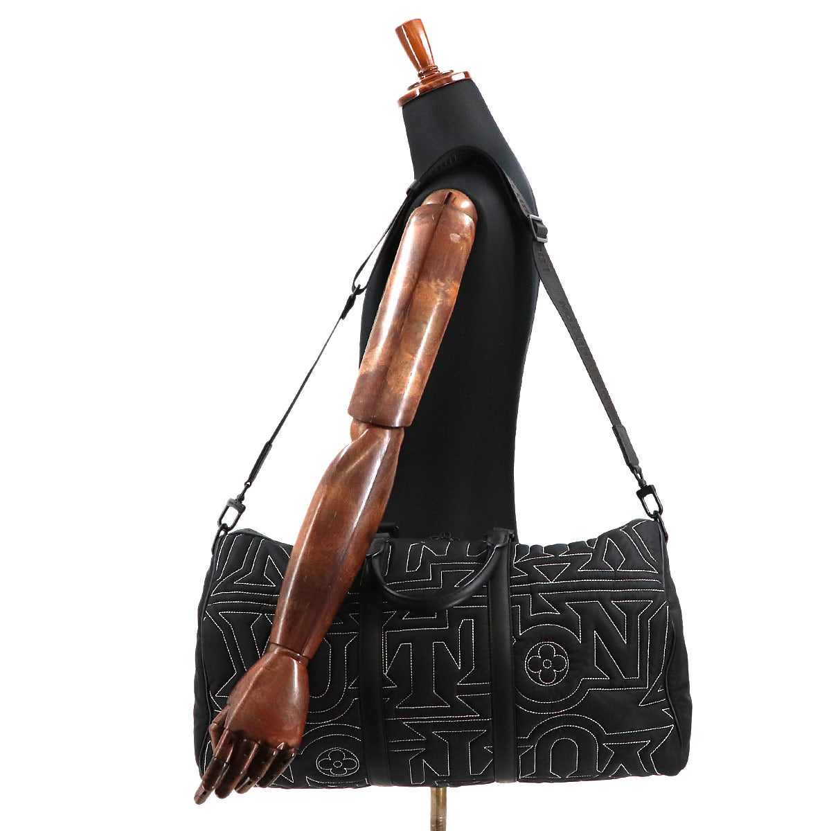 LV Snow Keepall Bandouliere 50 Nylon Leather Black M21428