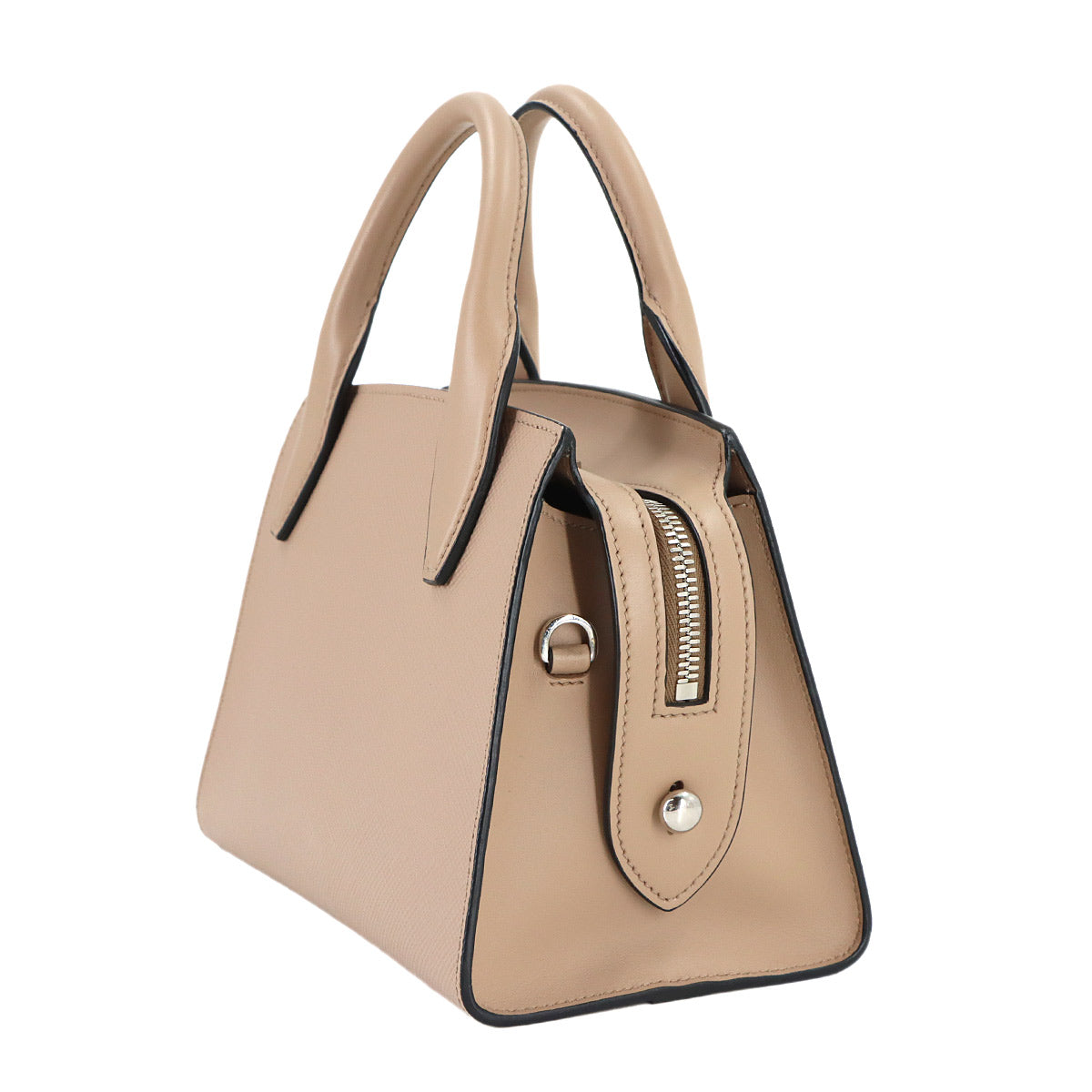 Hand Shoulder Bag Saffiano Leather Beige 1BA269
