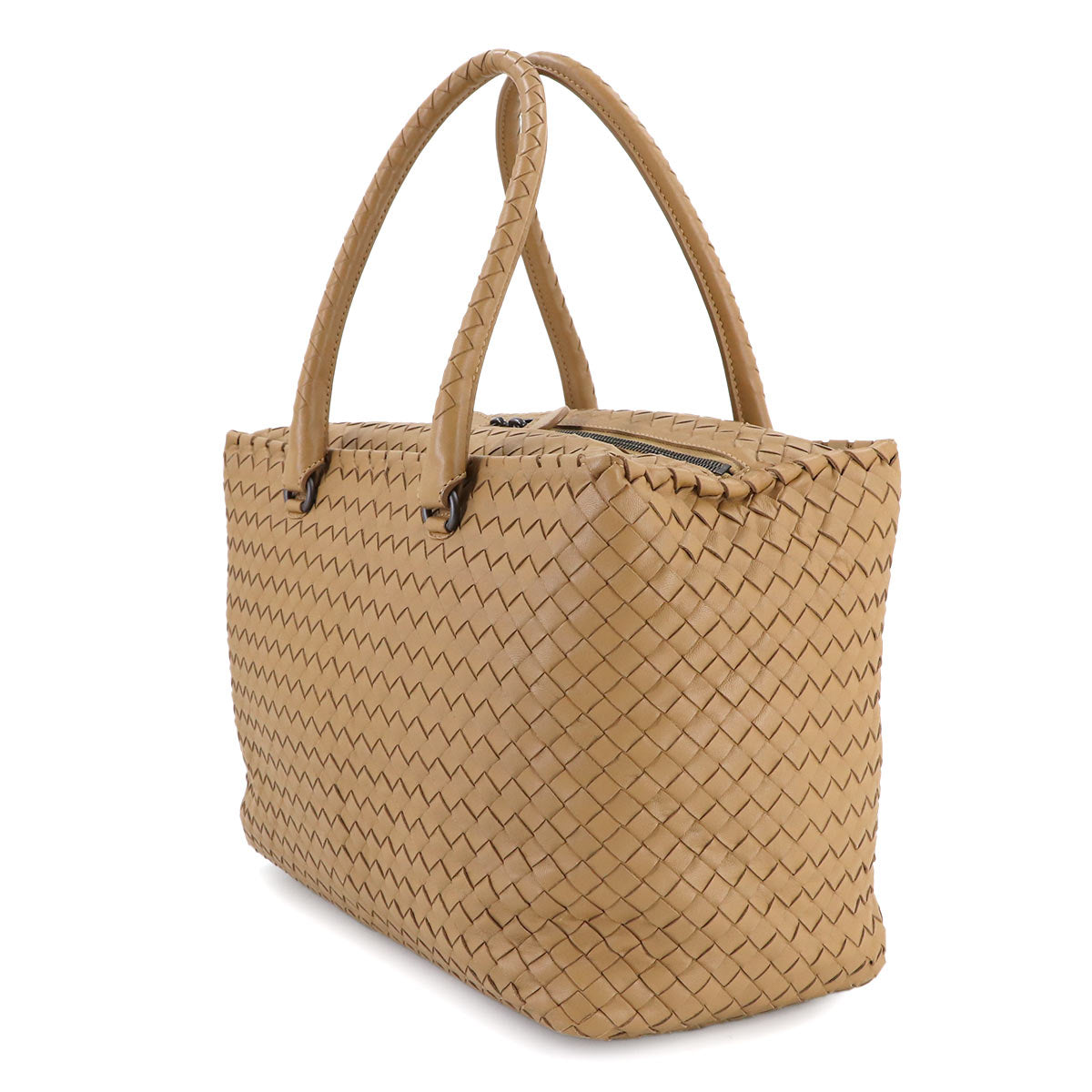 Intrecciato Tote Bag Leather Light Brown Purse