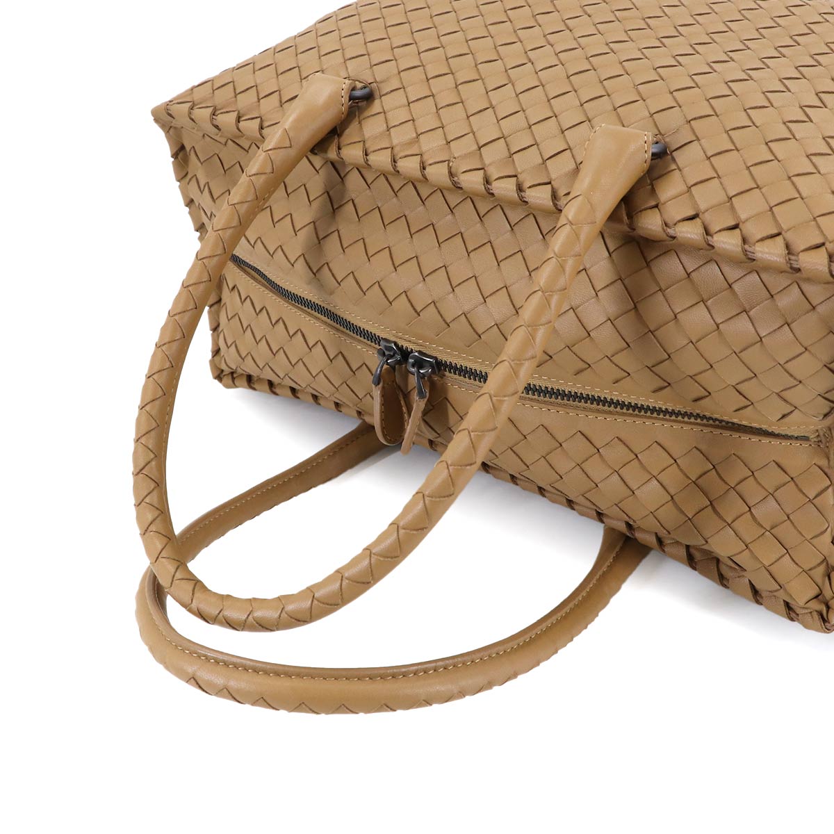 Intrecciato Tote Bag Leather Light Brown Purse