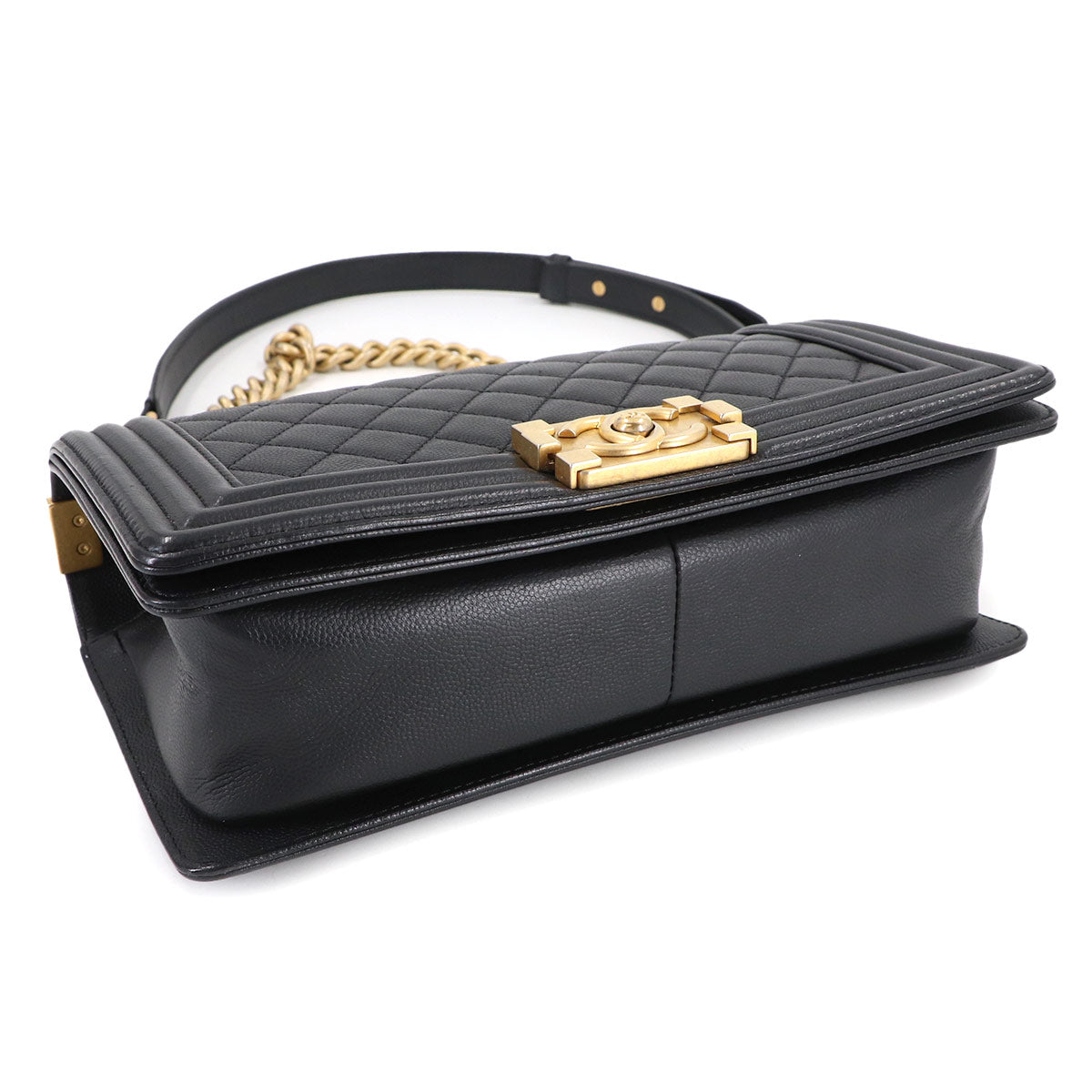 BOY CHANEL Chain Shoulder Bag Leather Black A67086 Purse