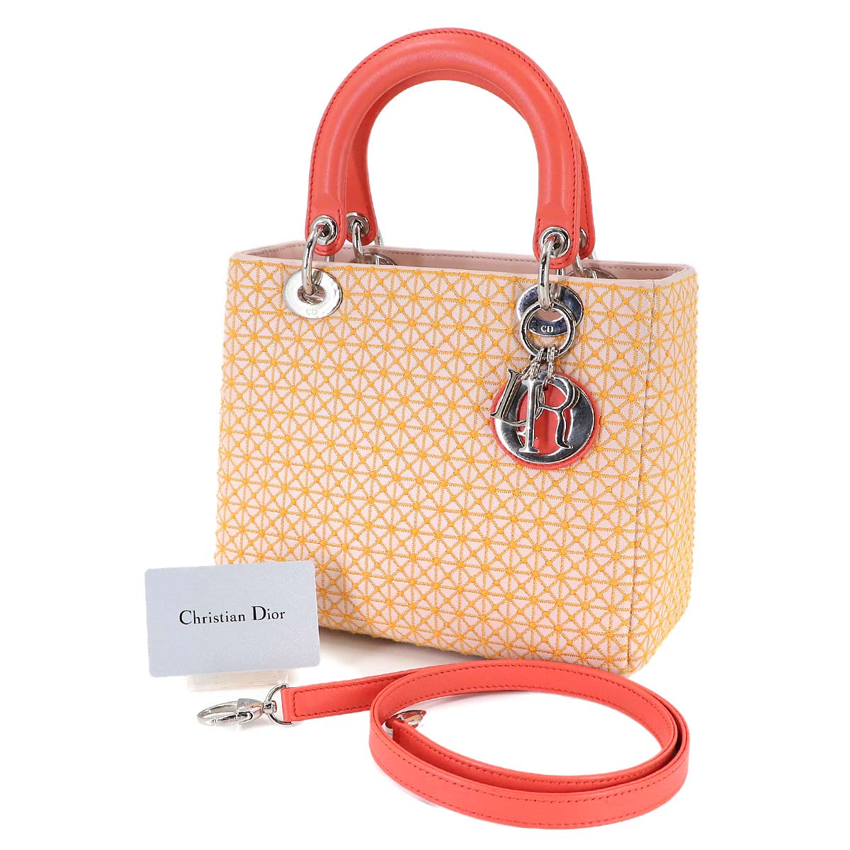 Lady Dior Medium Hand Shoulder Bag Leather Pink