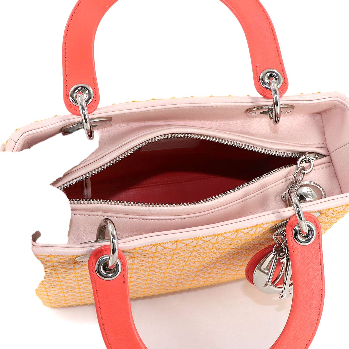 Lady Dior Medium Hand Shoulder Bag Leather Pink
