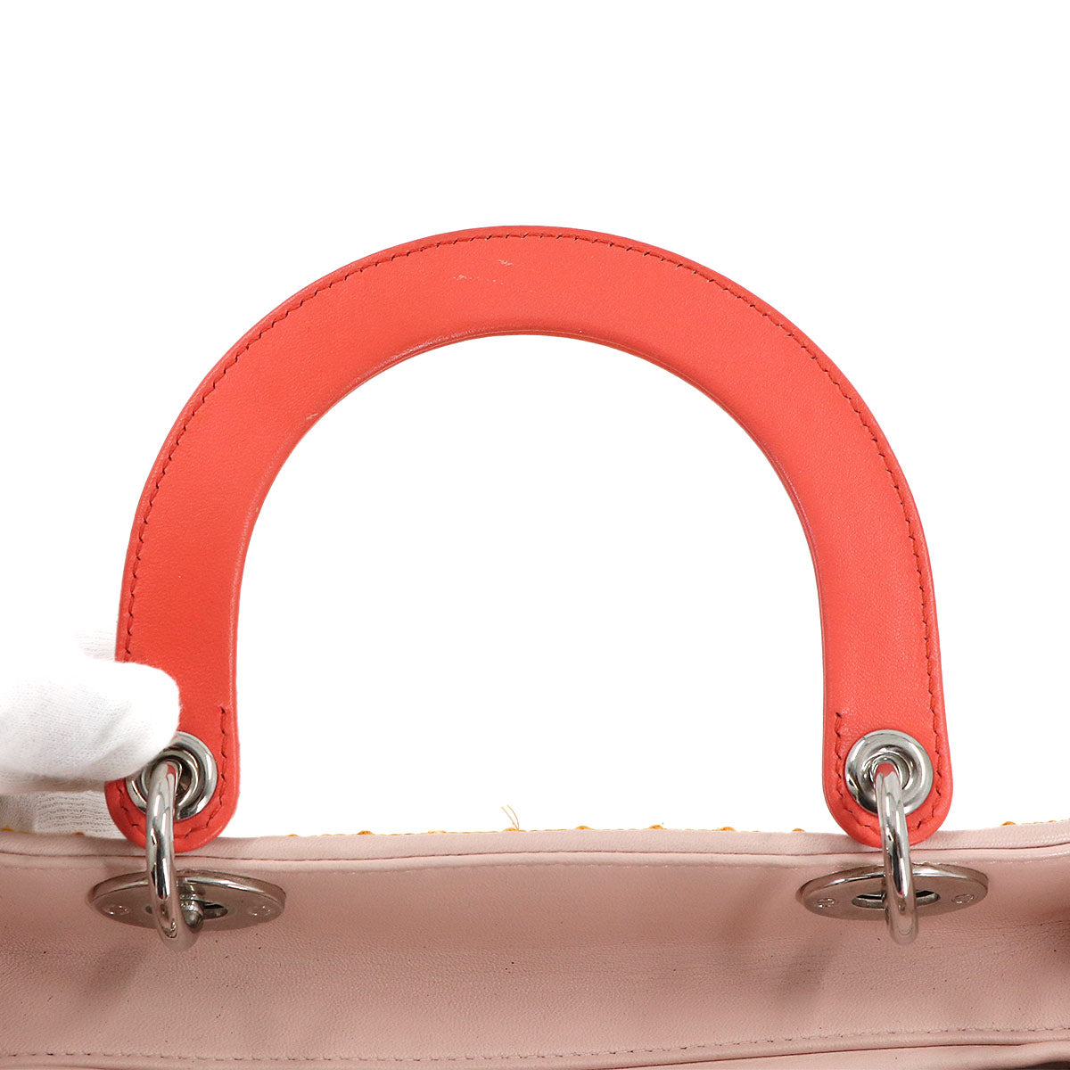 Lady Dior Medium Hand Shoulder Bag Leather Pink