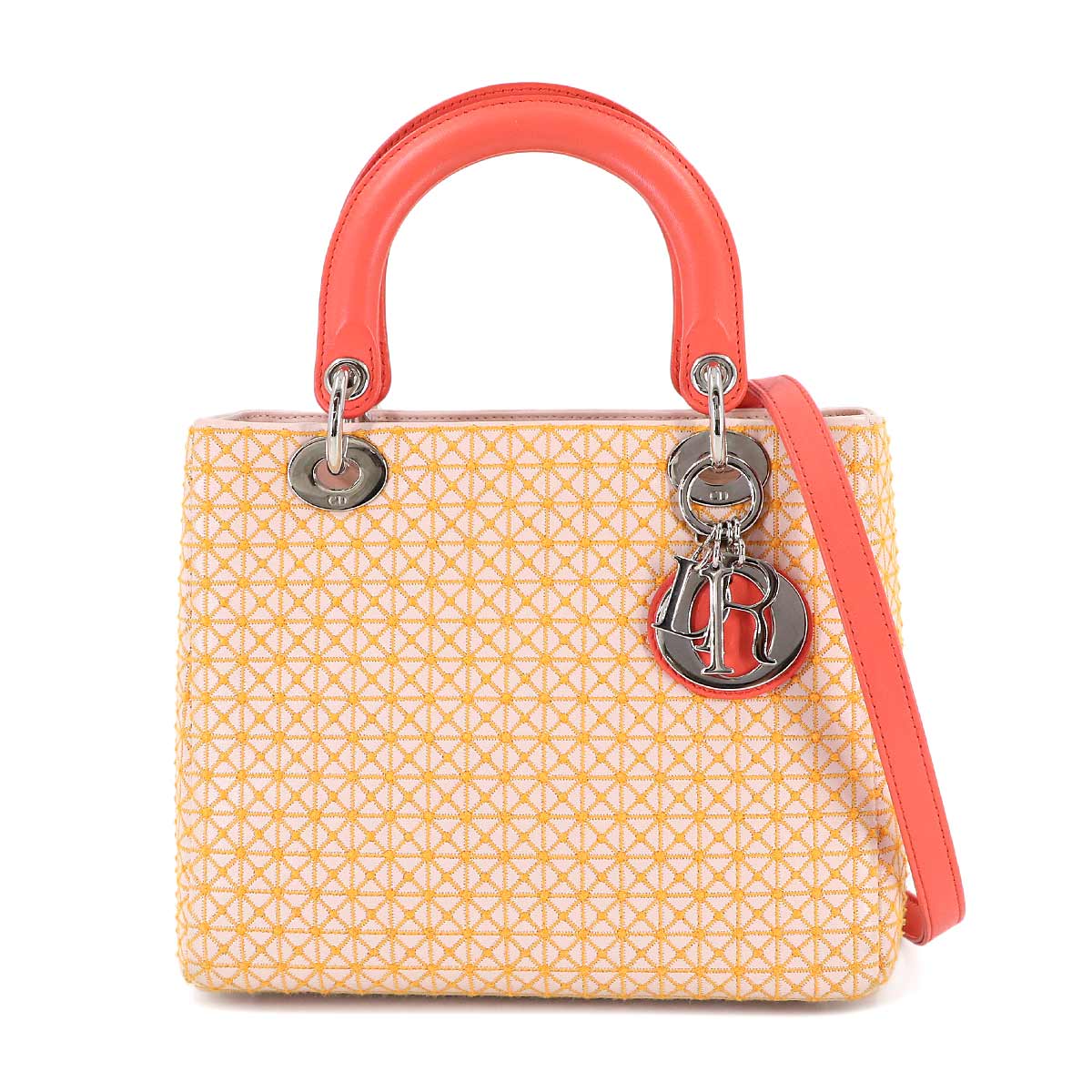 Lady Dior Medium Hand Shoulder Bag Leather Pink