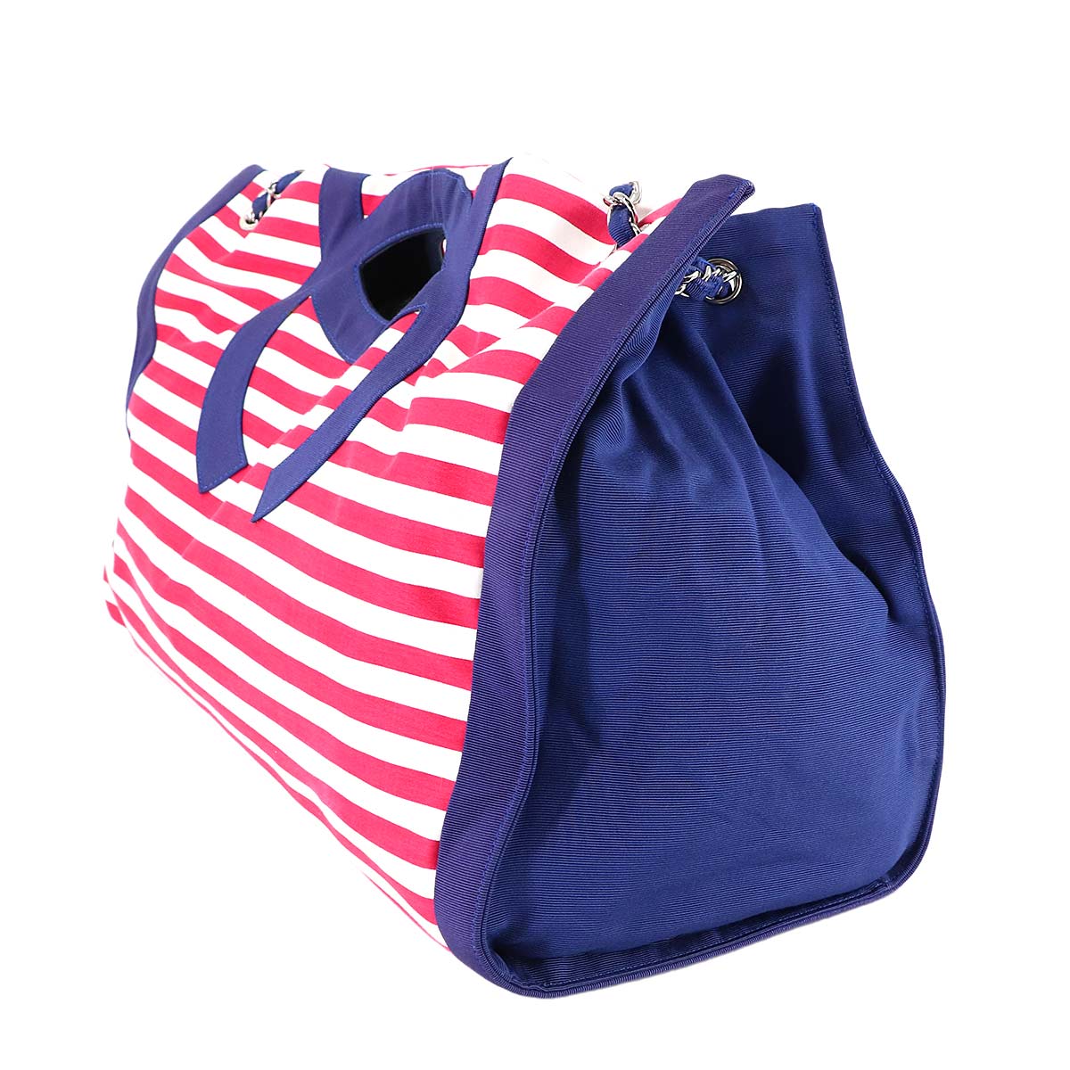 Cruise Chain Tote Bag Canvas Navy Red White A47944 Purse