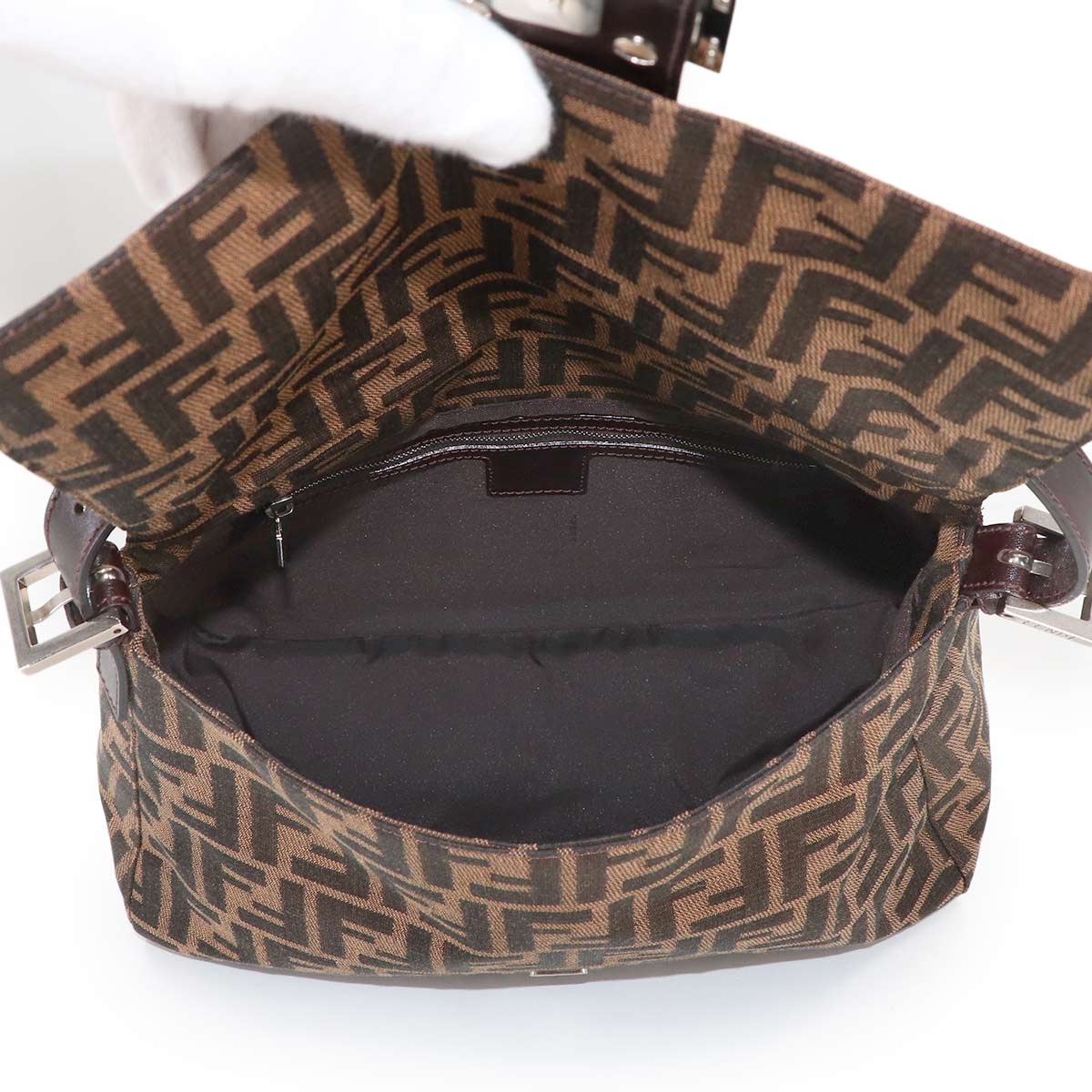 Zucca Mamma Baguette Shoulder Bag Canvas Leather Brown 26325