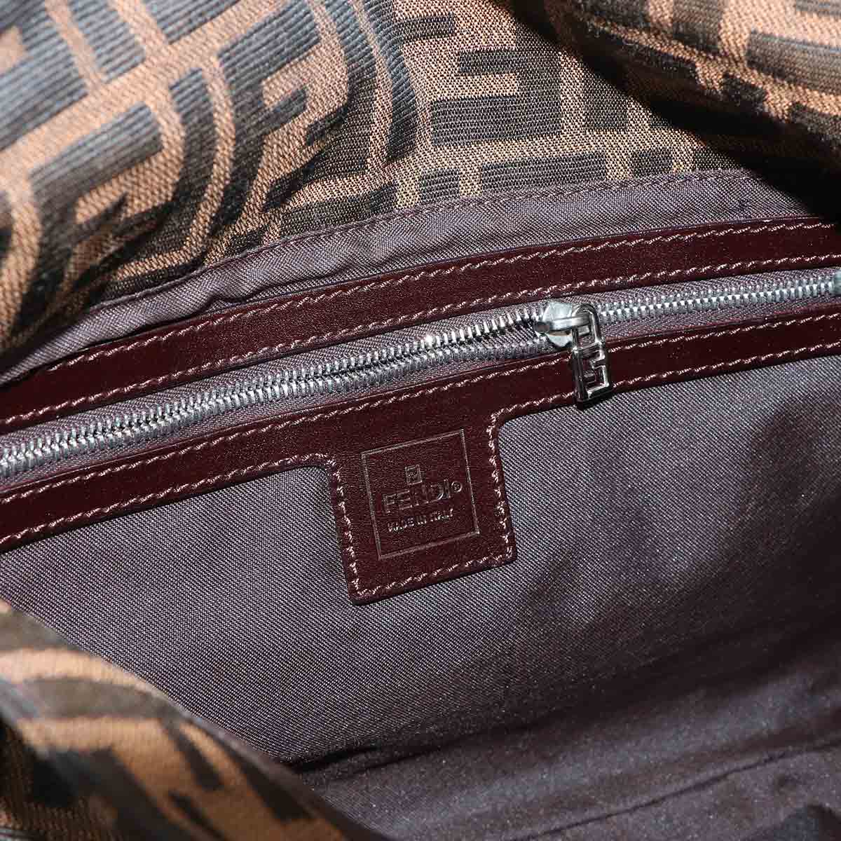 Zucca Mamma Baguette Shoulder Bag Canvas Leather Brown 26325