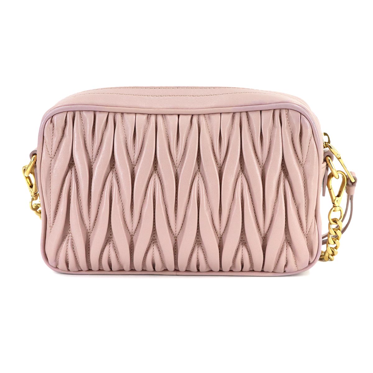 Matelasse Chain Shoulder Bag Leather Pink Purse