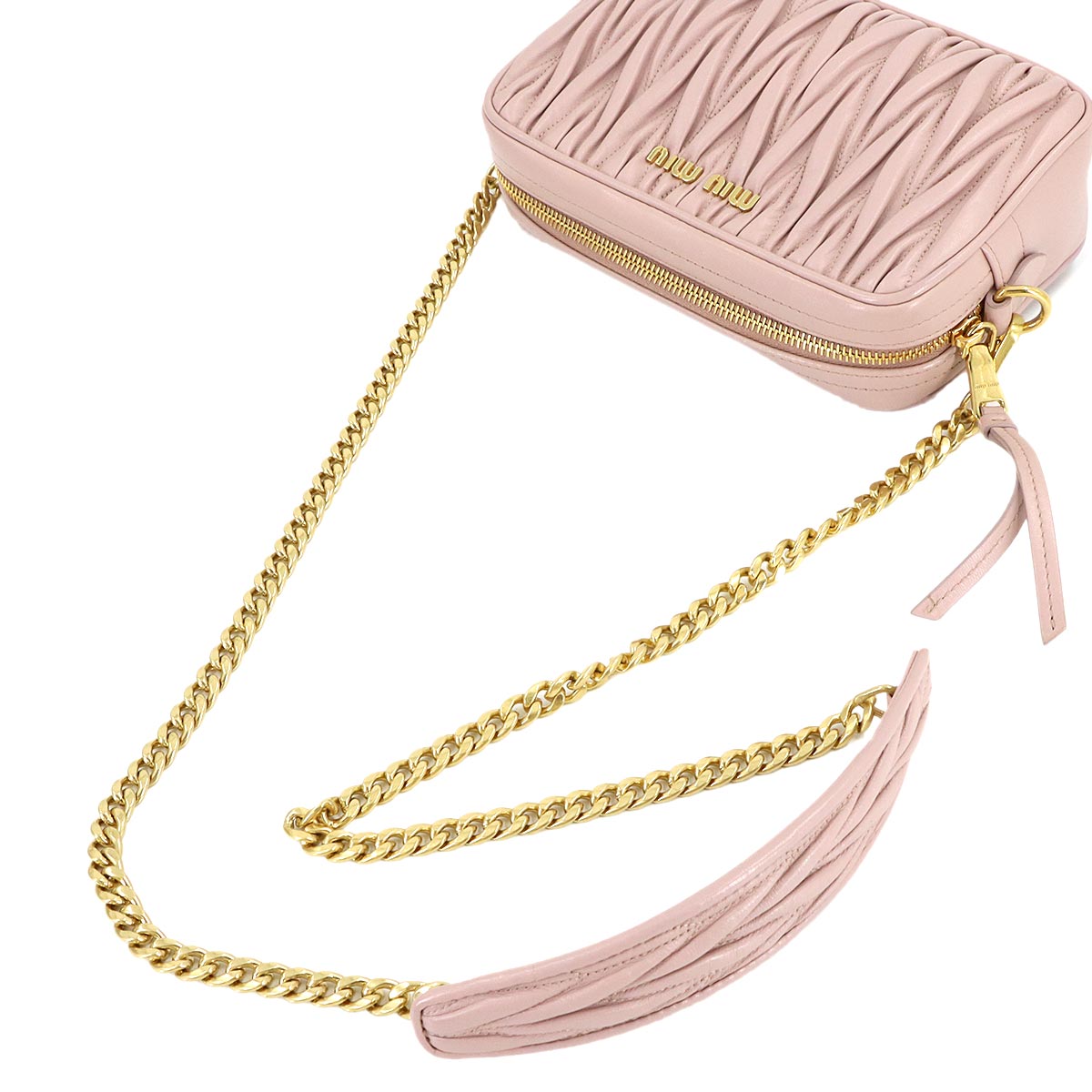 Matelasse Chain Shoulder Bag Leather Pink Purse